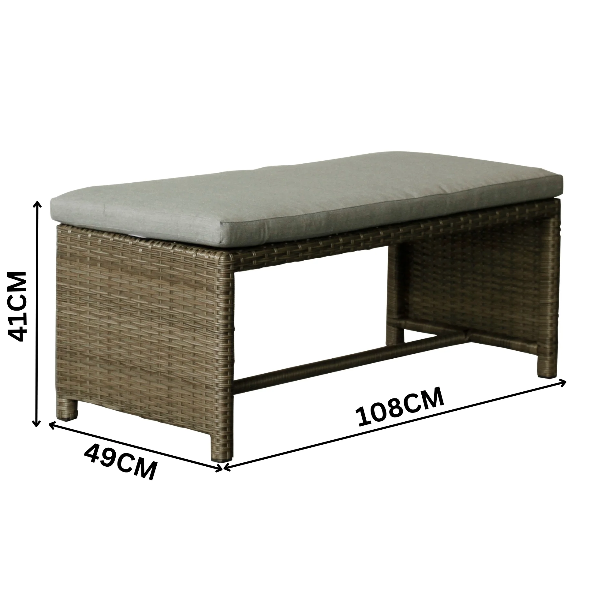 Carlo 6Pc Nested Wicker Dining Table Seat Bench Set Brown - Image 7