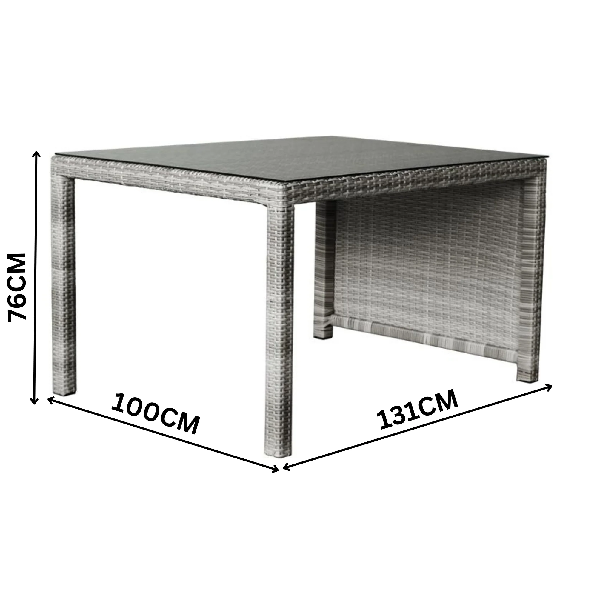 Carlo 6Pc Nested Wicker Dining Table Seat Bench Set Dark Grey - Image 4