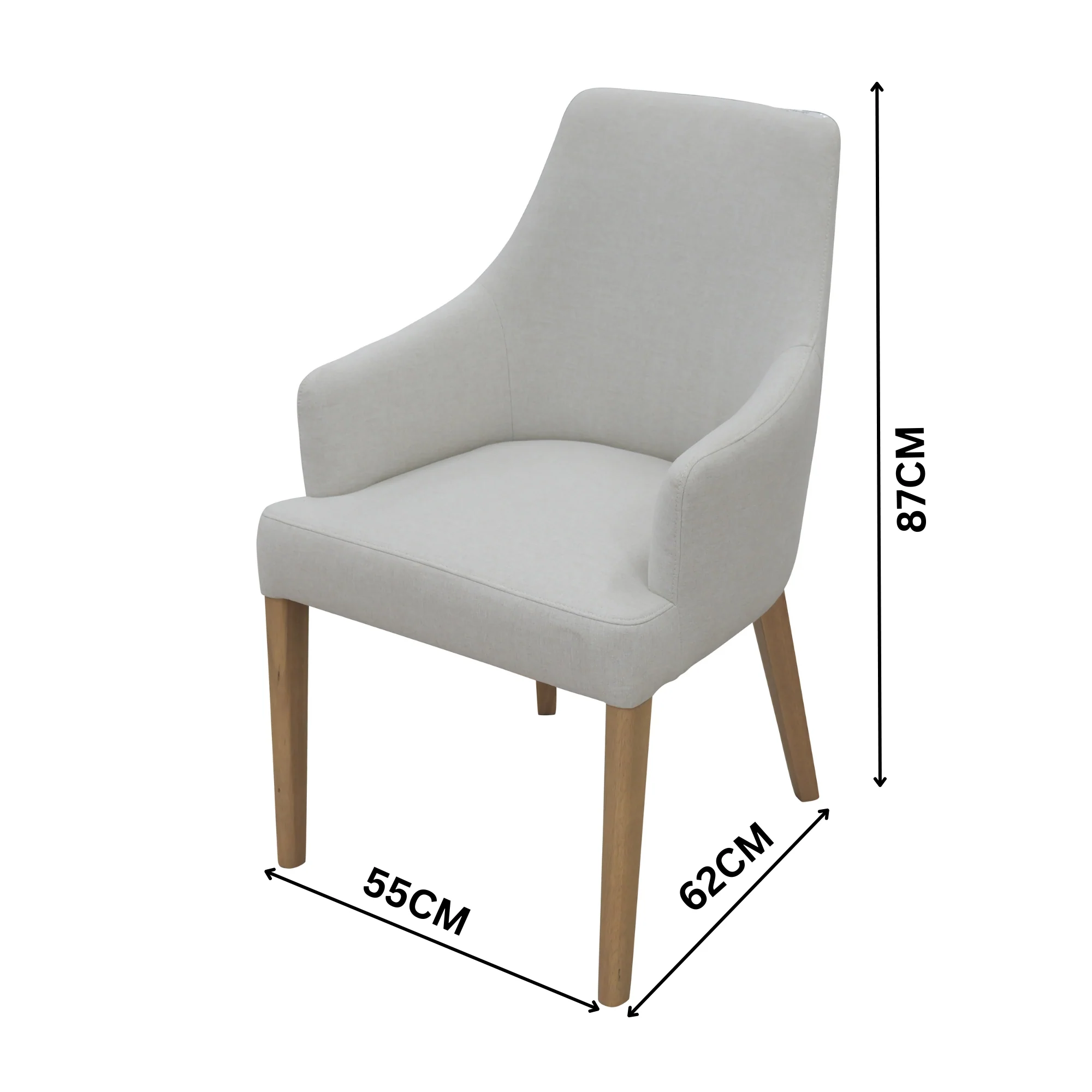 Catalina 5pc Set Round Dining Table Grey Fabric Chair Natural Oak - Image 5