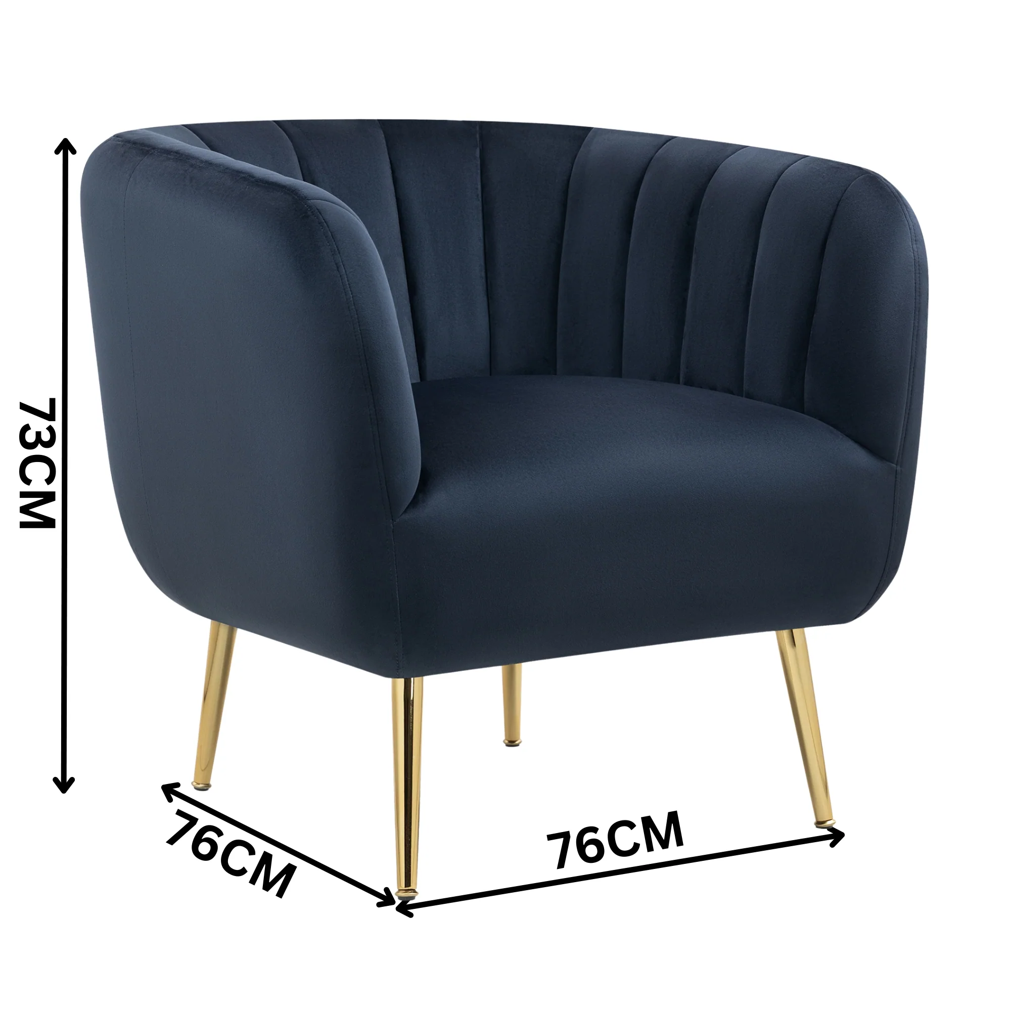 Cecil Premium Velvet Armchair Navy - Image 2
