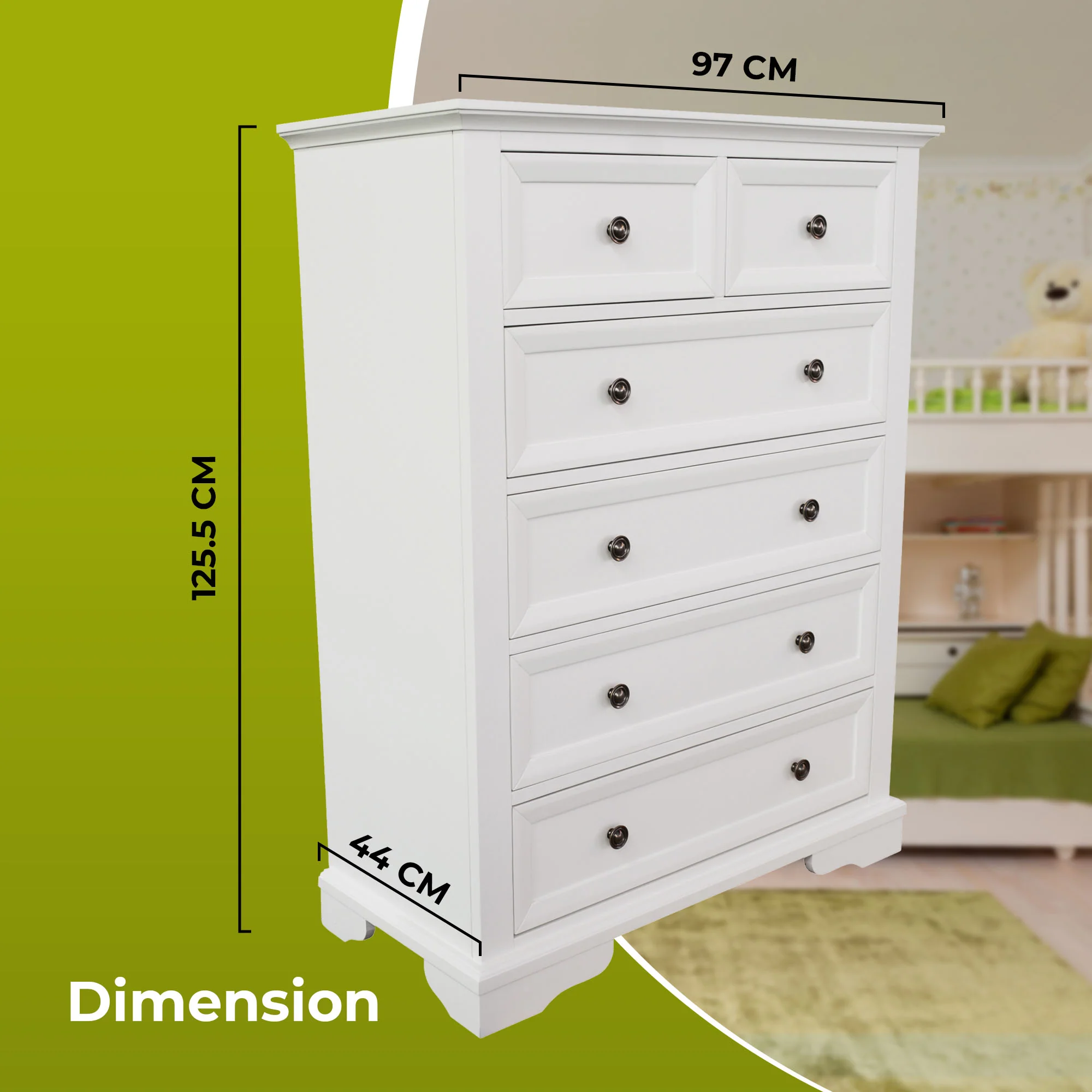 Celosia 4pc Bed Frame Bedside Tallboy Suite - Image 8