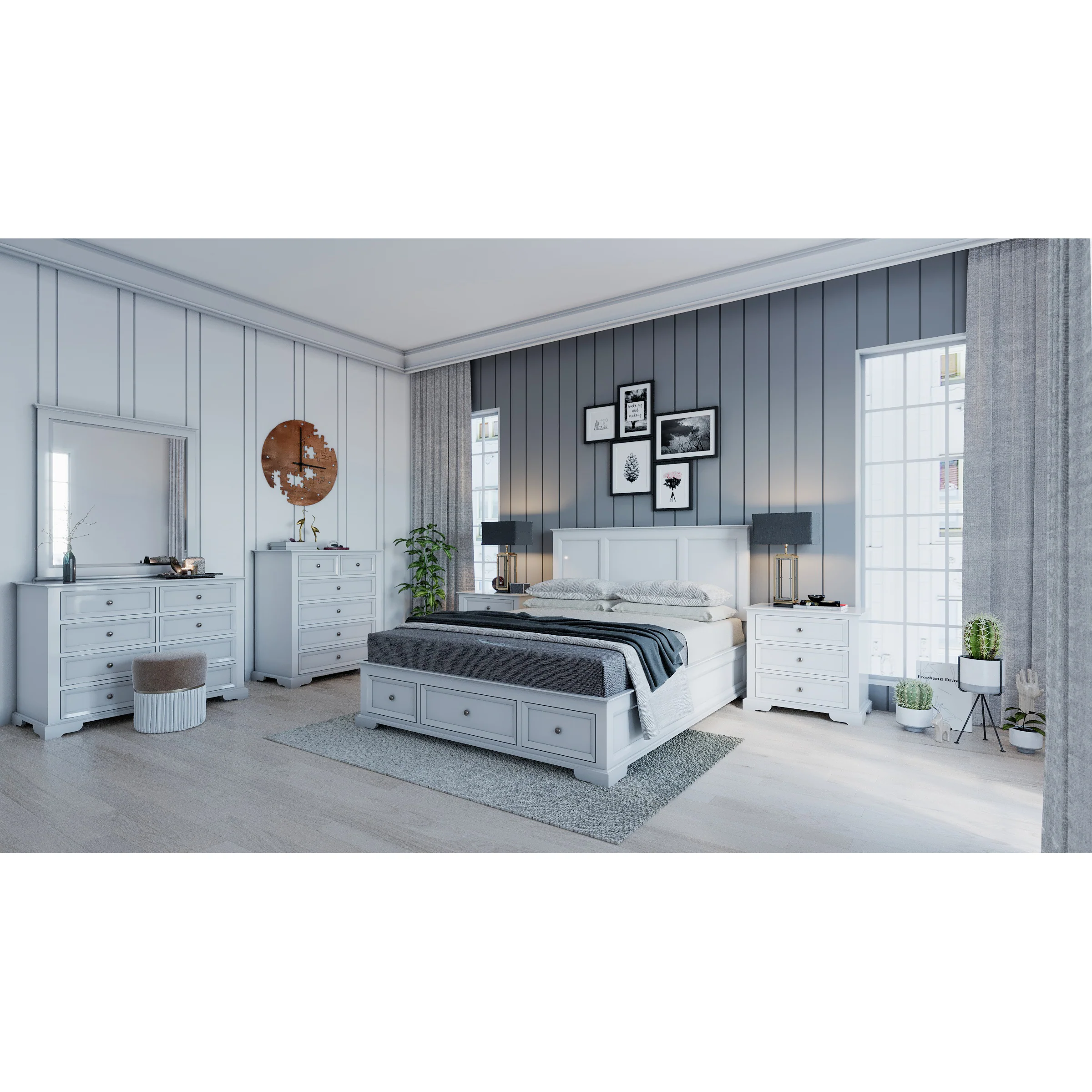 Celosia 4pc Bed Frame Bedside Tallboy Suite - Image 9