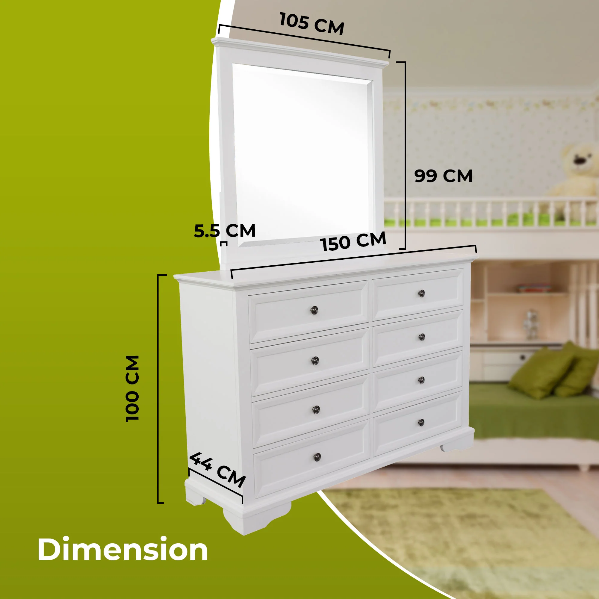 Celosia 5pc Bed Frame Bedside Dresser Suite - Image 16