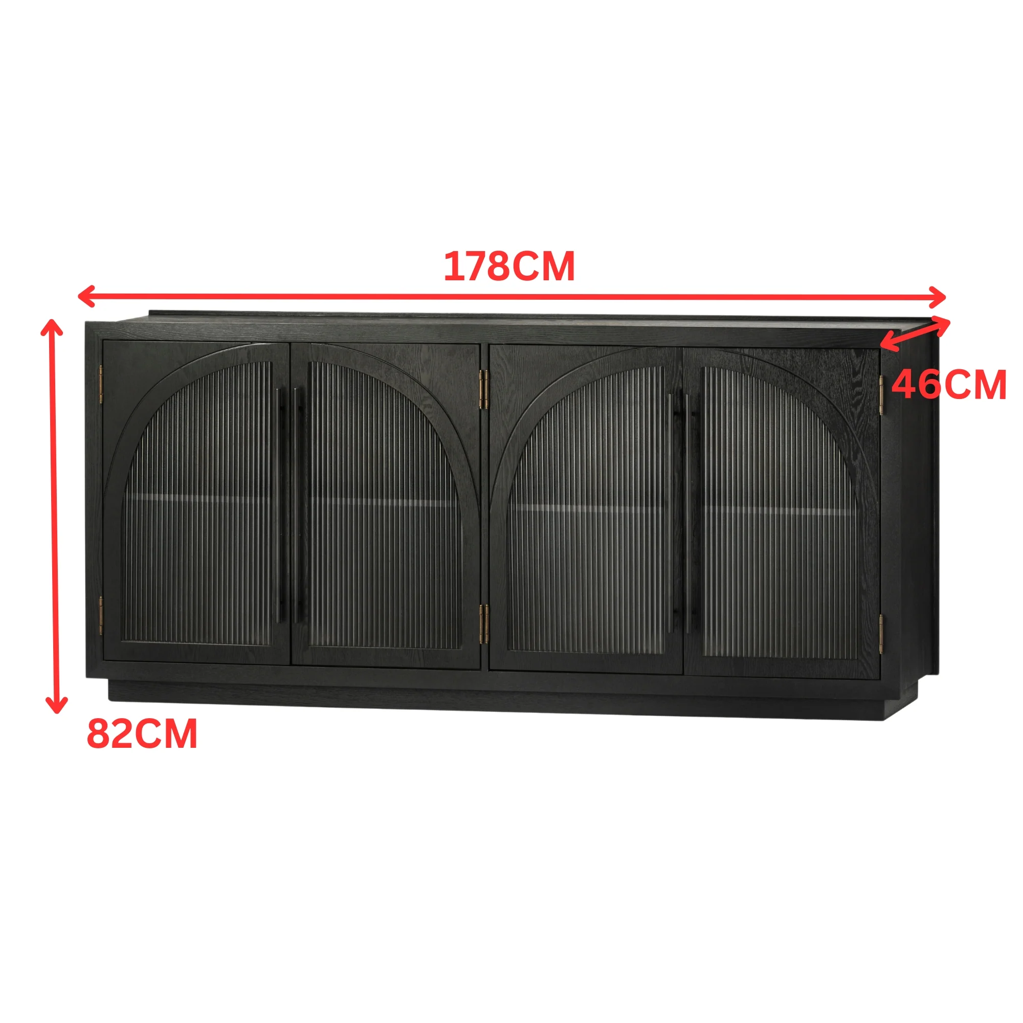Charles 178cm Sideboard Modern 4 Door Storage Cabinet Unit Black - Image 2