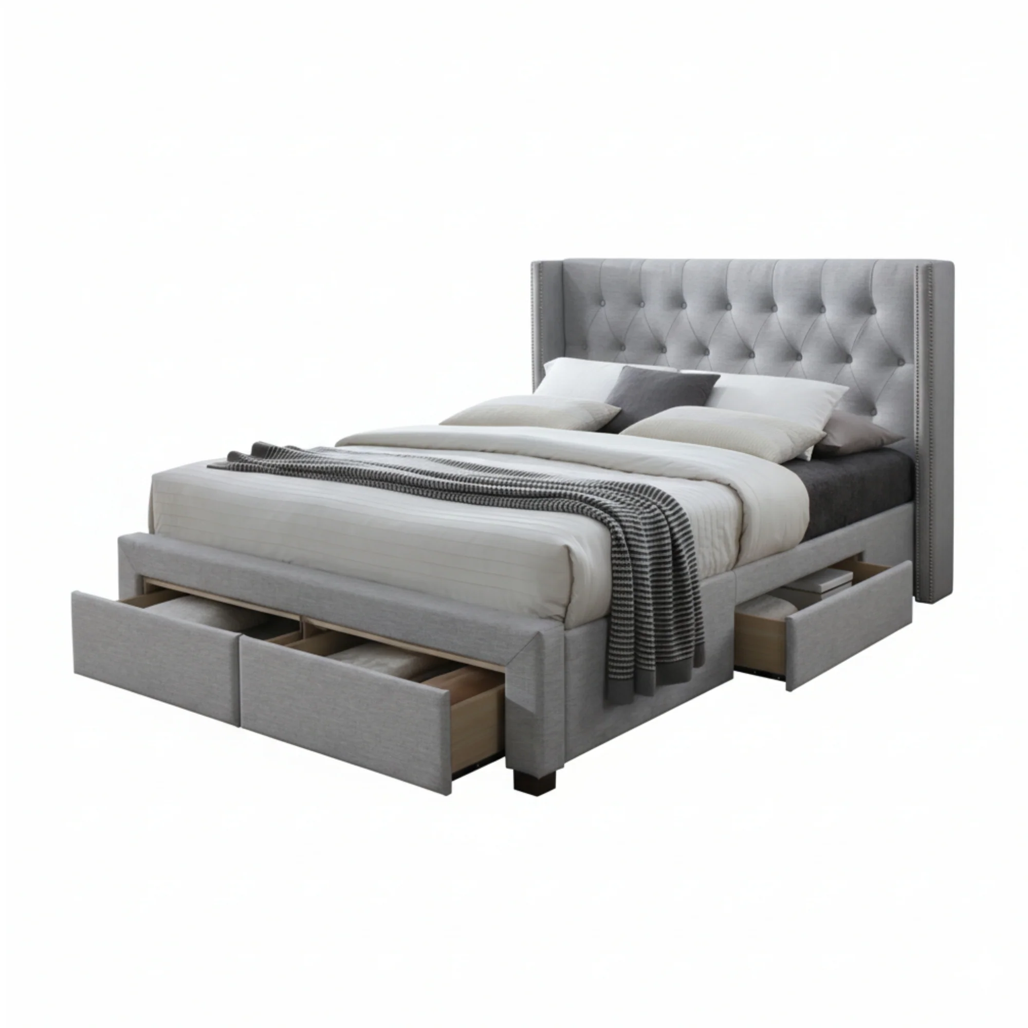 Charlie Double Bed Frame Storage Drawer Stone Grey - Image 2