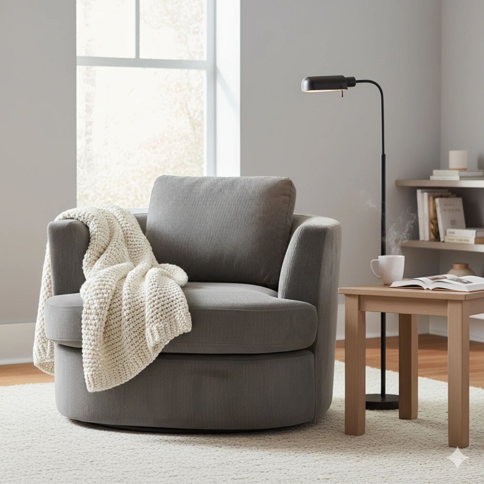 Charlie Swivel Rotating Arm Chair Occasional Accent Grey