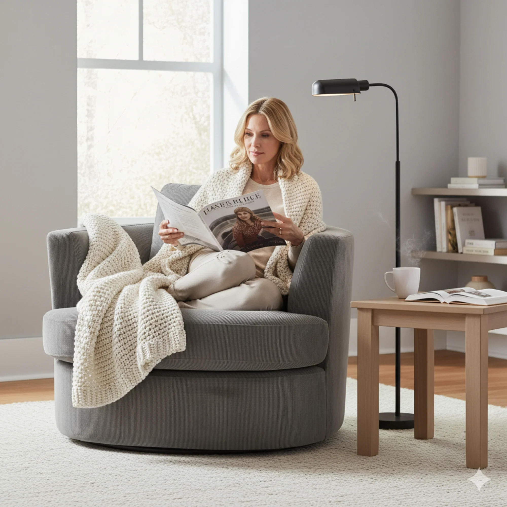 Charlie Swivel Rotating Arm Chair Occasional Accent Grey - Image 3