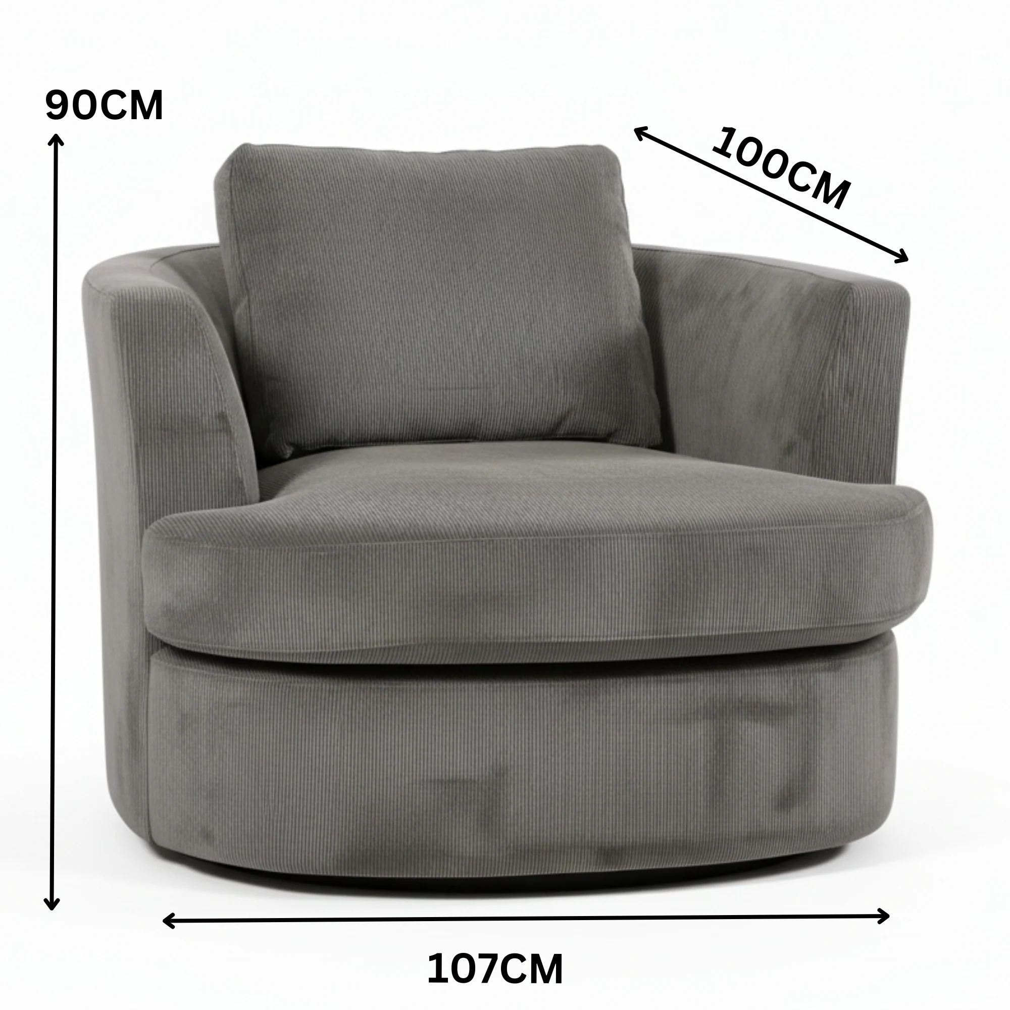Charlie Swivel Rotating Arm Chair Occasional Accent Grey - Image 4