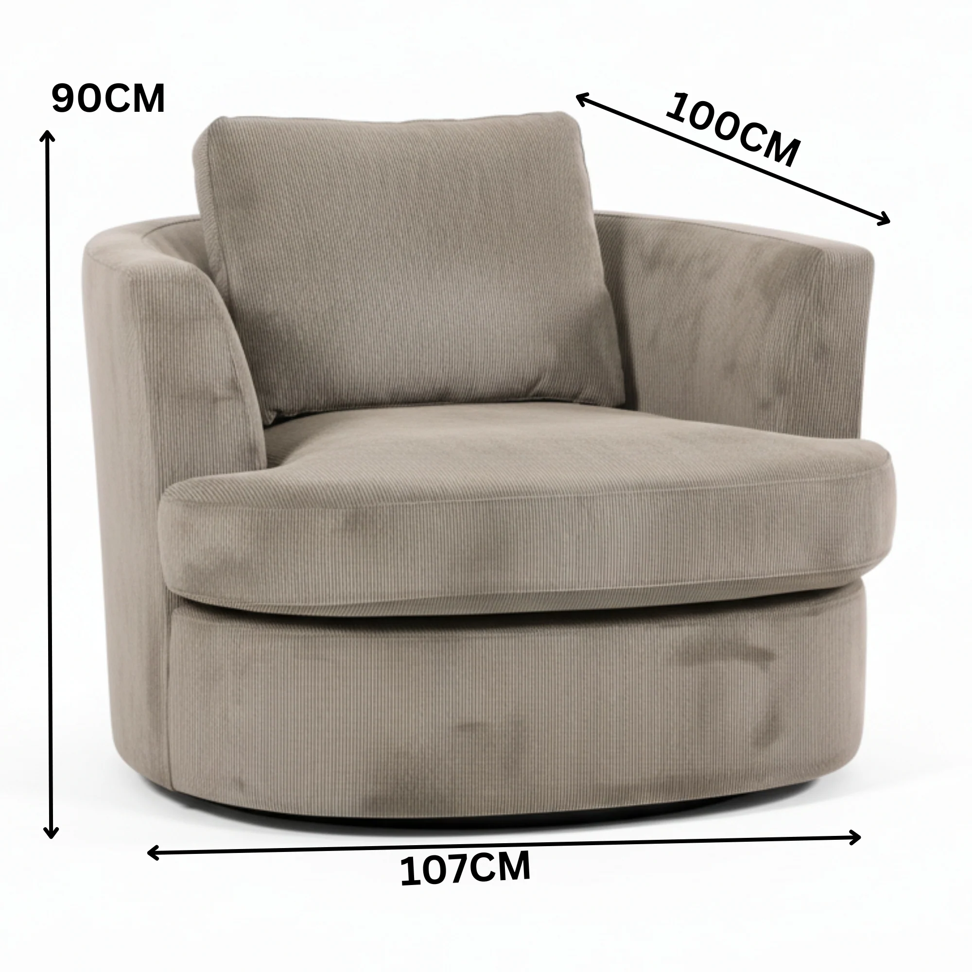 Charlie Swivel Rotating Arm Chair Occasional Accent Oat Grey - Image 4