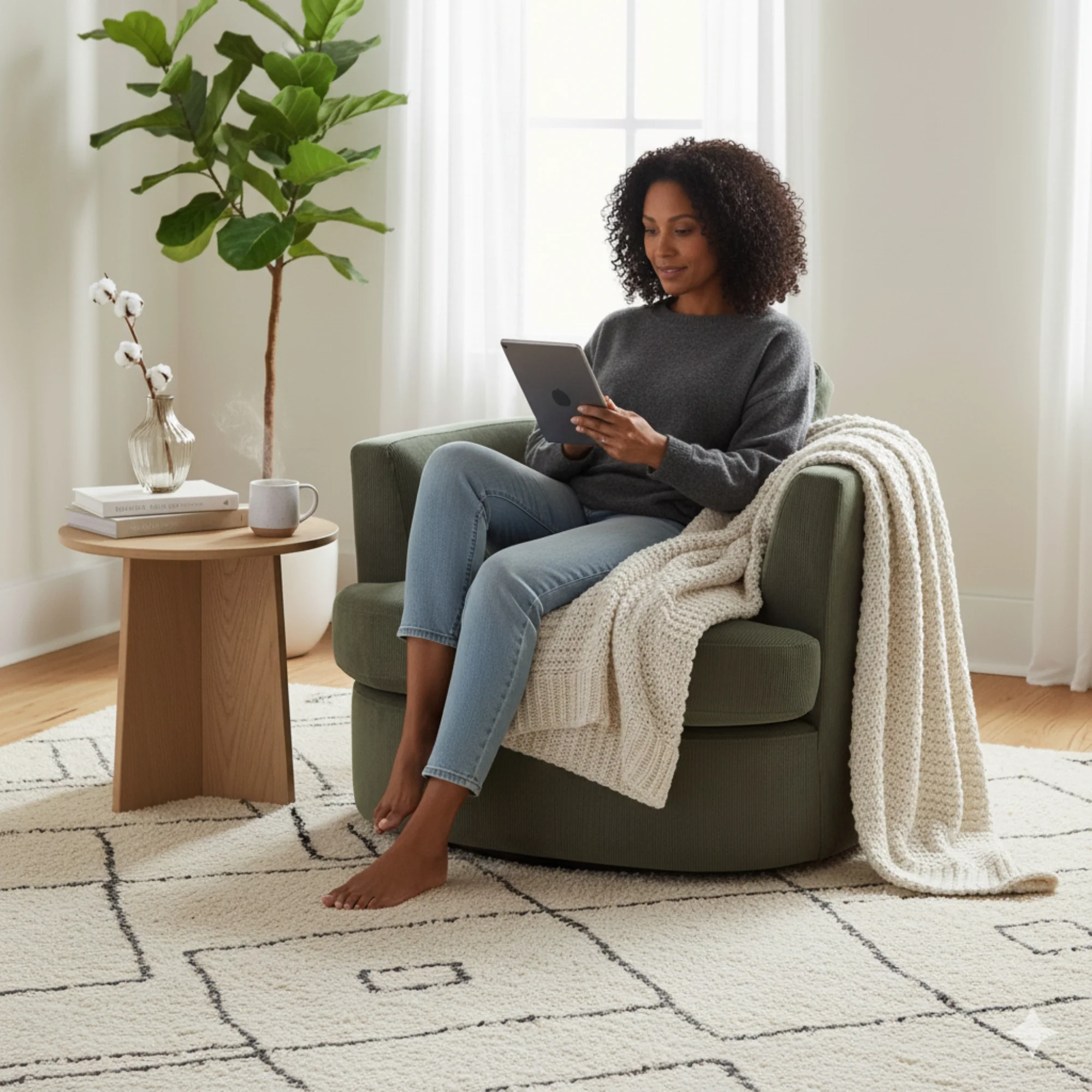 Charlie Swivel Rotating Arm Chair Occasional Accent Olive Green - Image 3