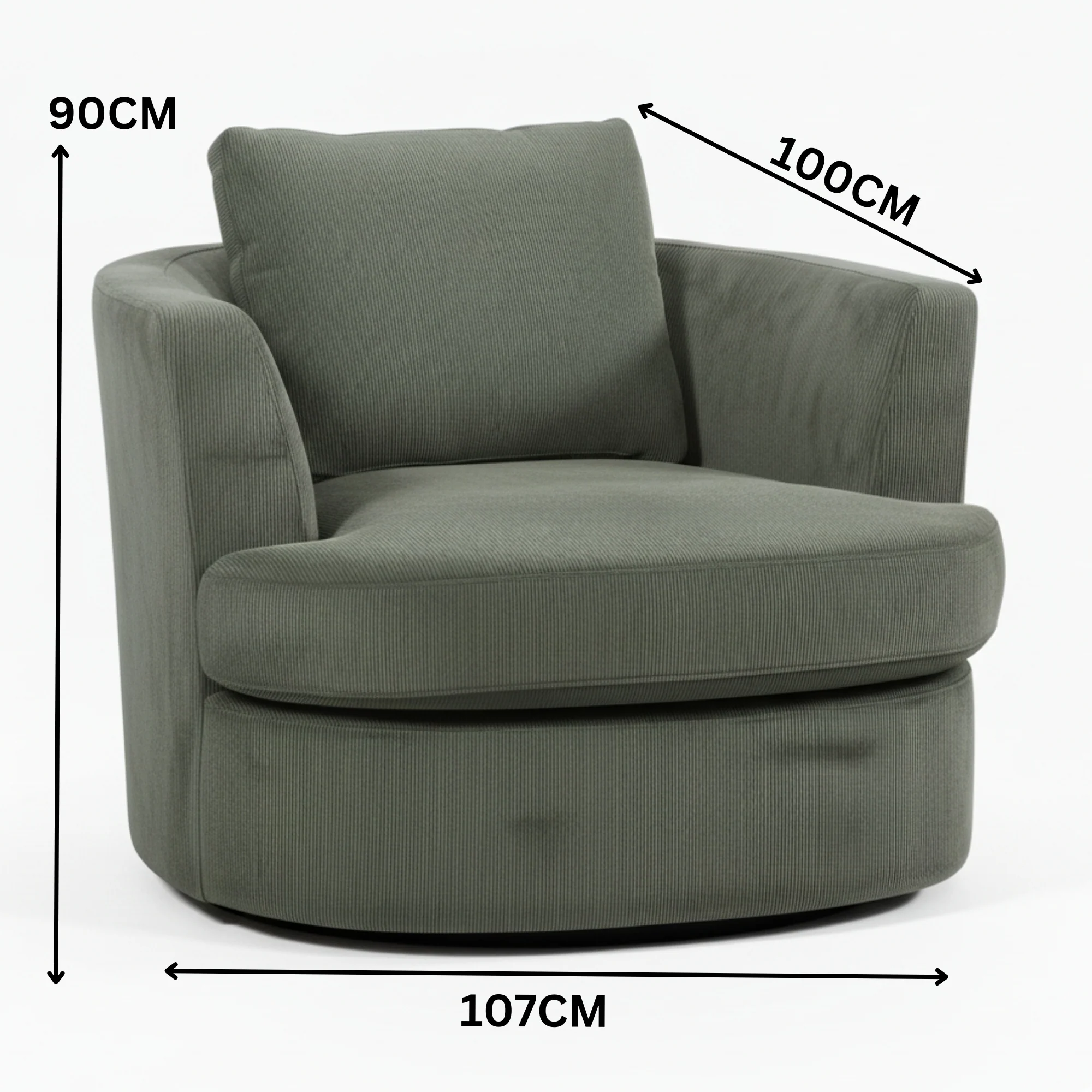 Charlie Swivel Rotating Arm Chair Occasional Accent Olive Green - Image 4