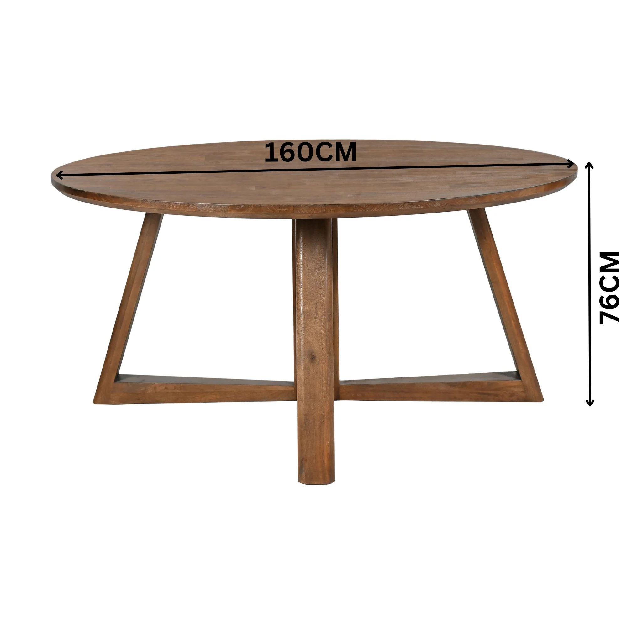 Chatteris 160cm Solid Timber Round Dining Table Brown - Image 3