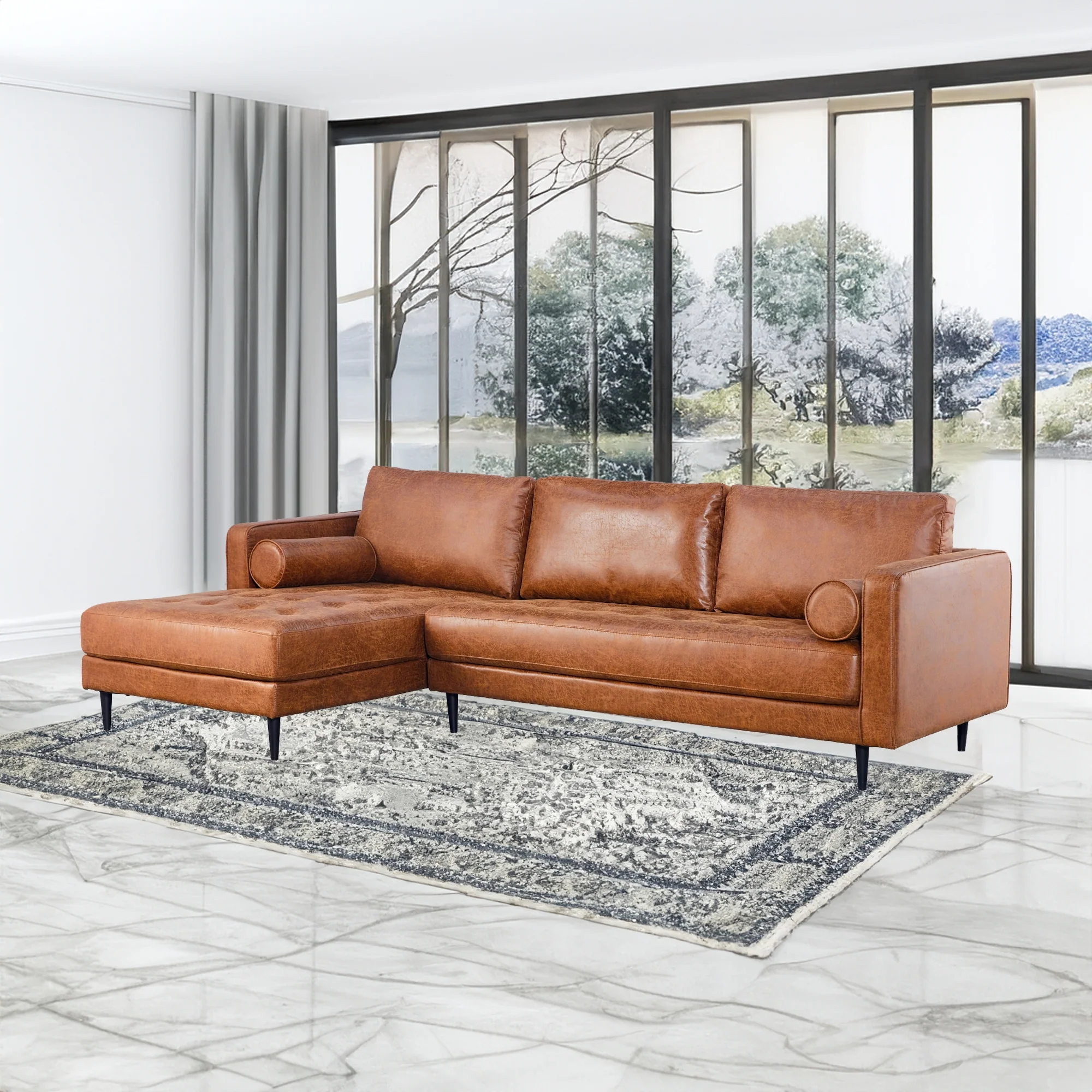 Chelsea 2 Seater Fabric Chaise Sofa - Image 4