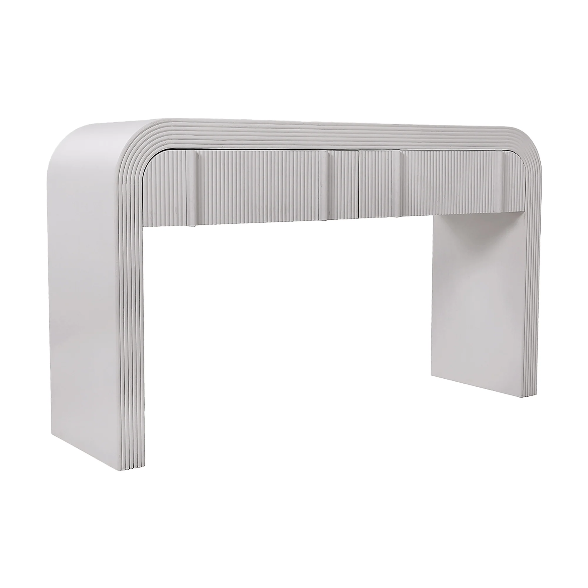 Chloe Channel 140cm Console Table Ivory and White Oak - Image 2