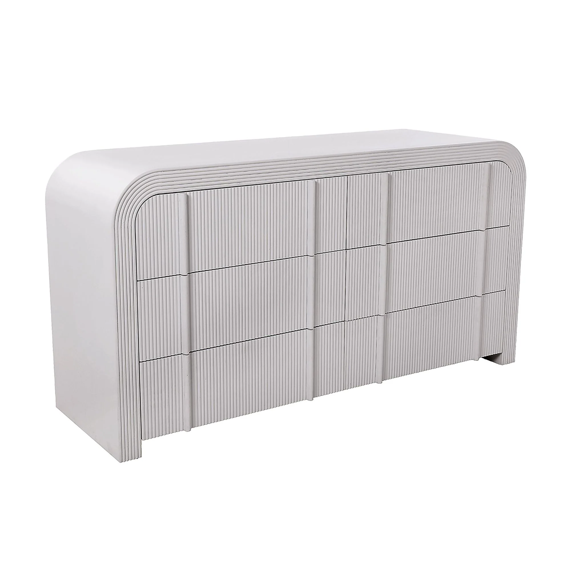 Chloe Channel Dresser Chest of 6 Drawers Ivory and White Oak - Image 2