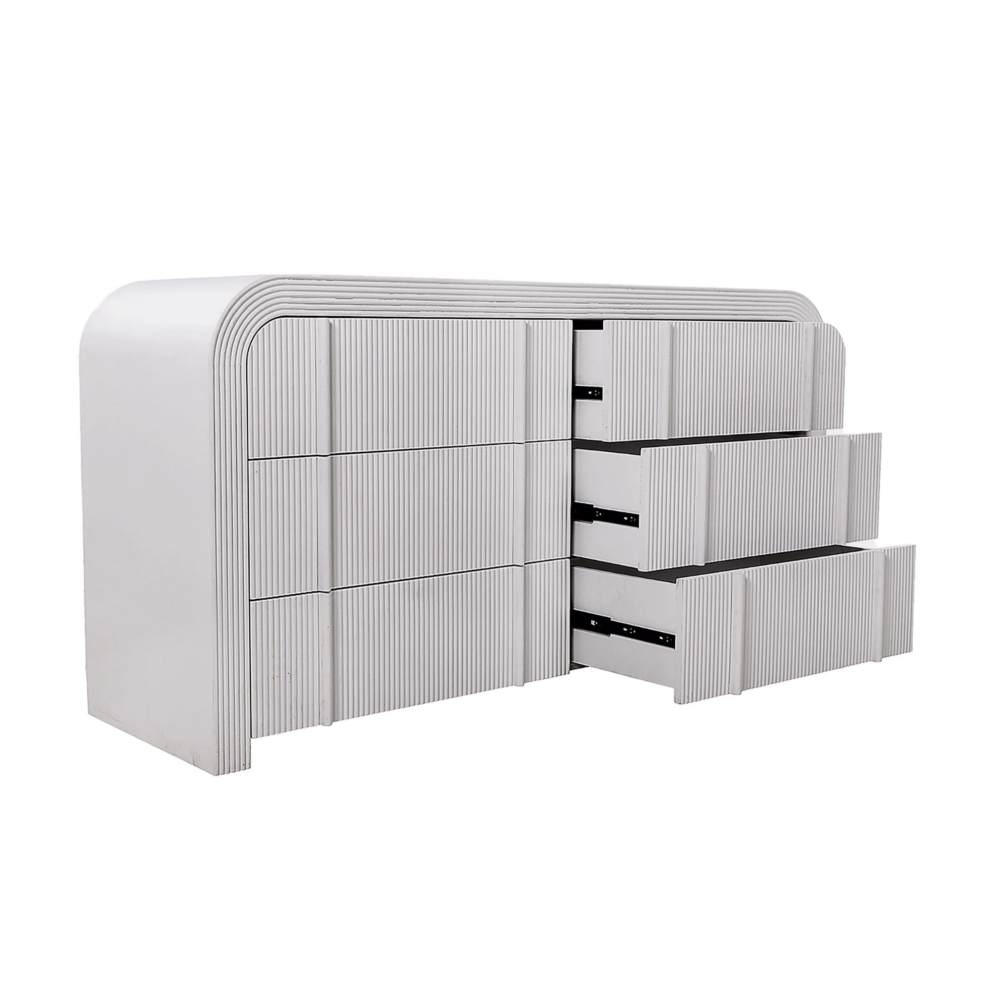 Chloe Channel Dresser Chest of 6 Drawers Ivory and White Oak - Image 3