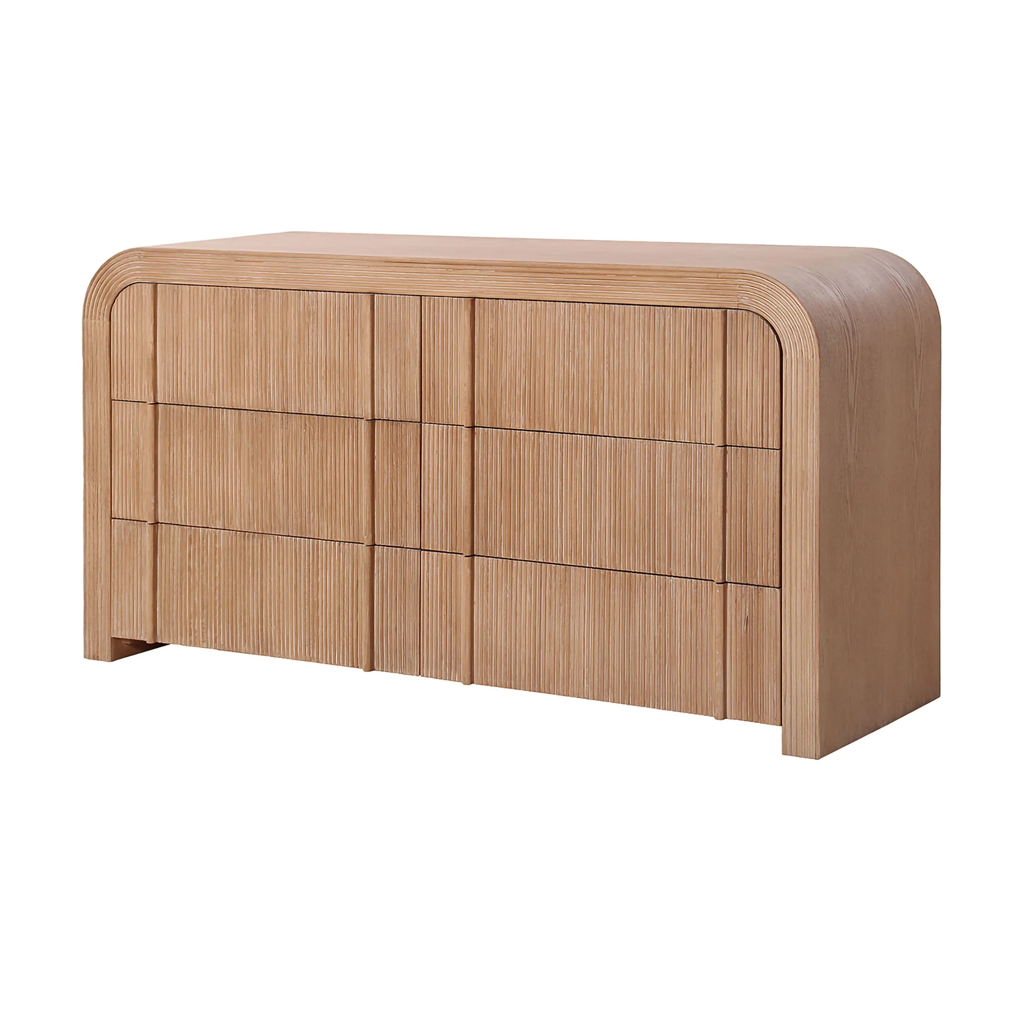 Chloe Channel Dresser Chest of 6 Drawers Natural Oak - Image 2