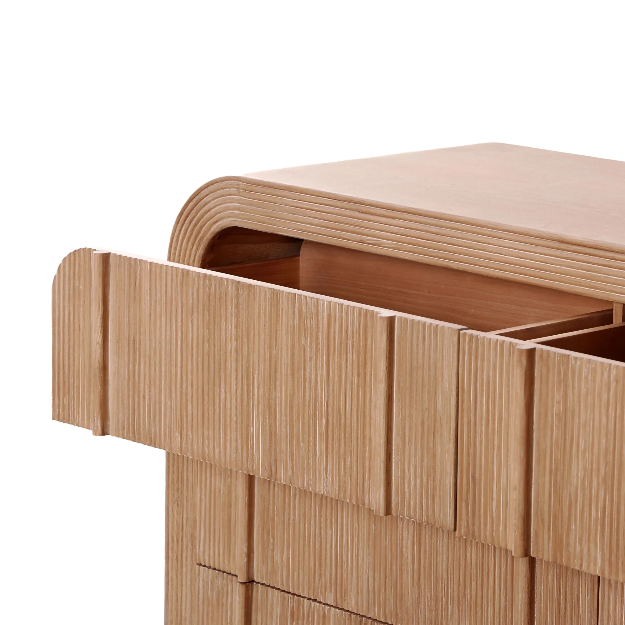 Chloe Channel Dresser Chest of 6 Drawers Natural Oak - Image 3