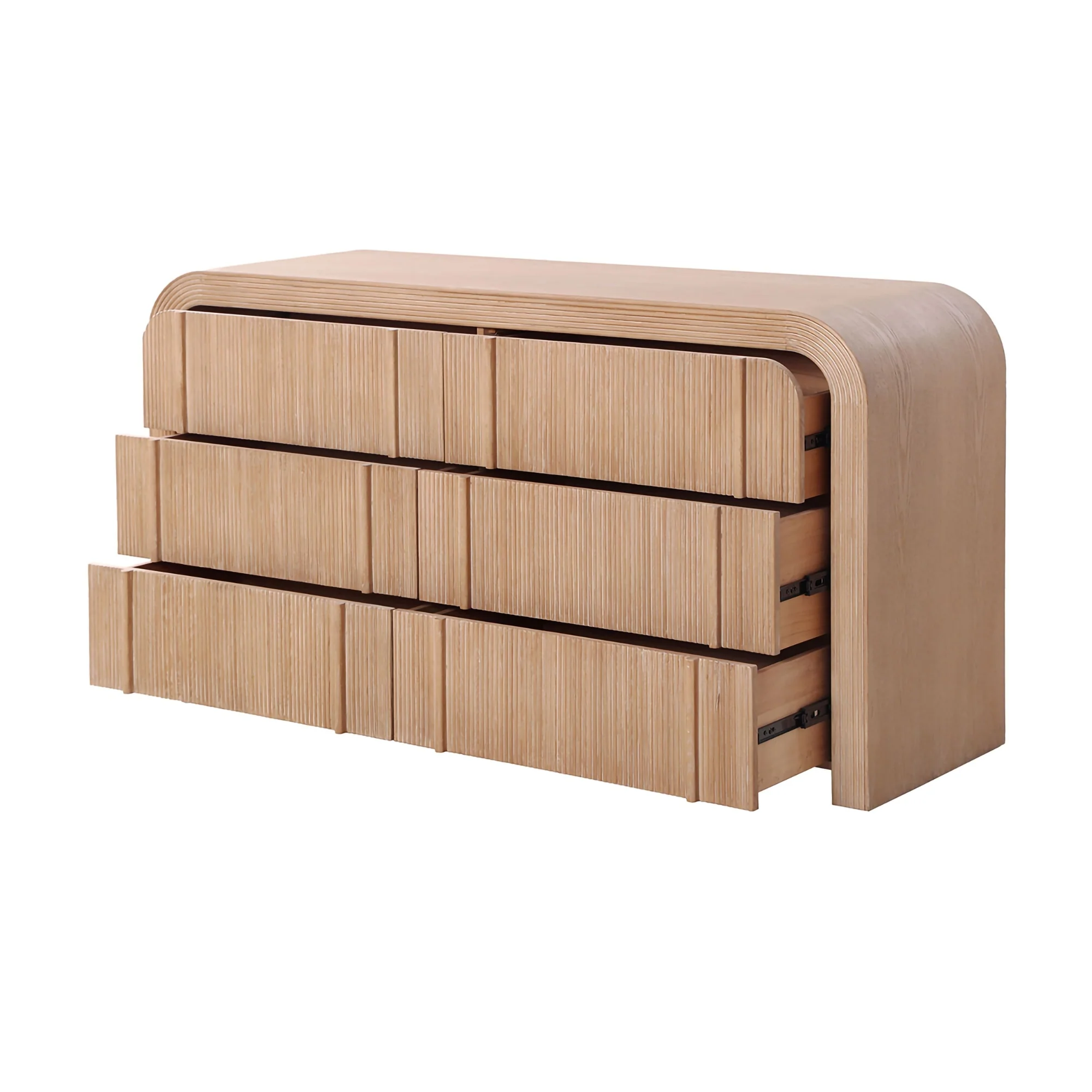 Chloe Channel Dresser Chest of 6 Drawers Natural Oak - Image 4
