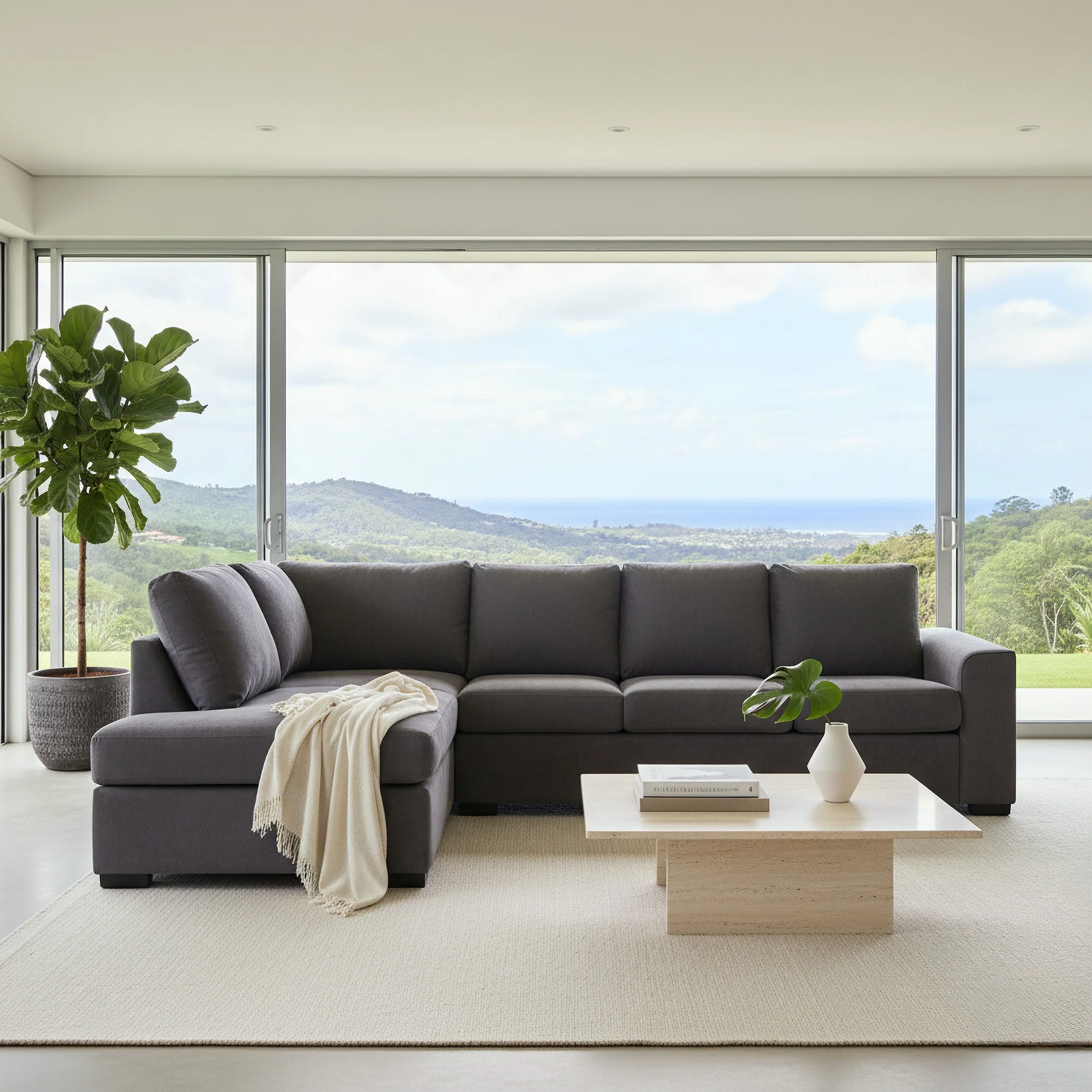 Christo 3 Seater Sofa Bed LHF Chaise Lounge Dark Grey - Image 4