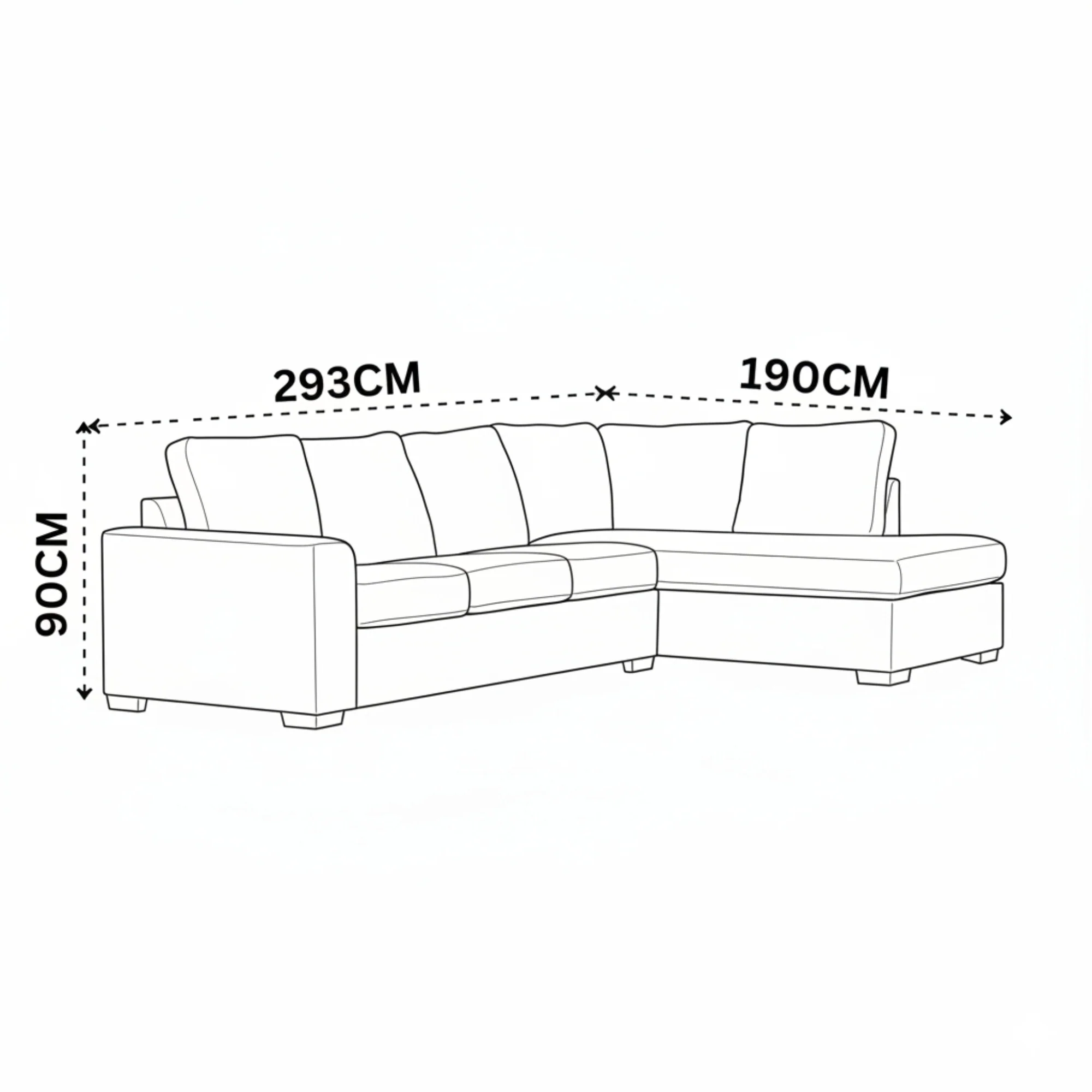 Christo 3 Seater Sofa RHF Chaise Lounge Dark Grey - Image 8