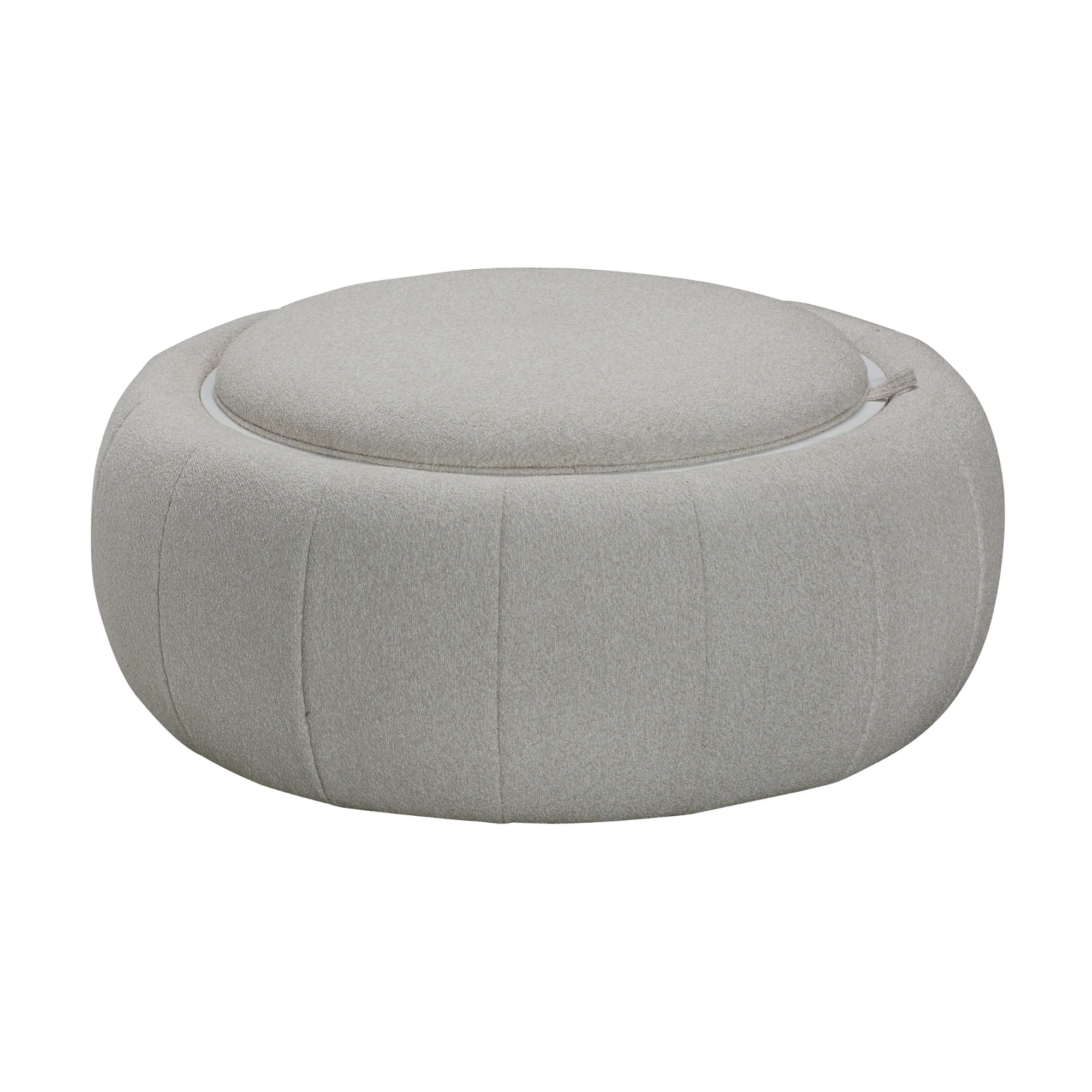 Cleopatra Fabric Ottoman Coffee Table Dual Function Linen Grey - Image 2