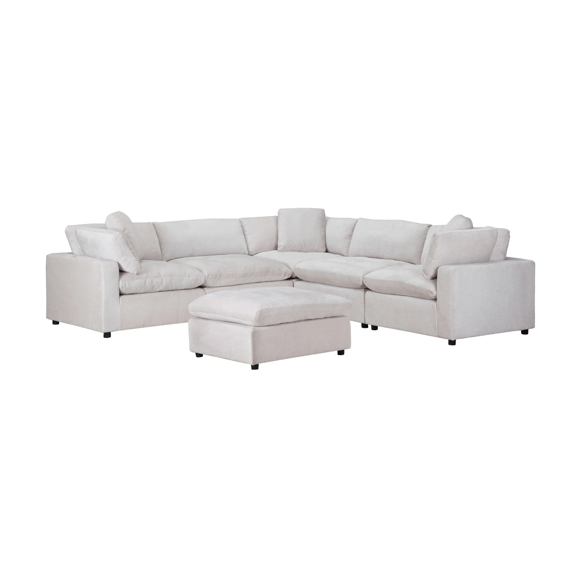 Cloud 4 Seater Modular Corner Sofa Lounge with Ottoman Beige - Image 2