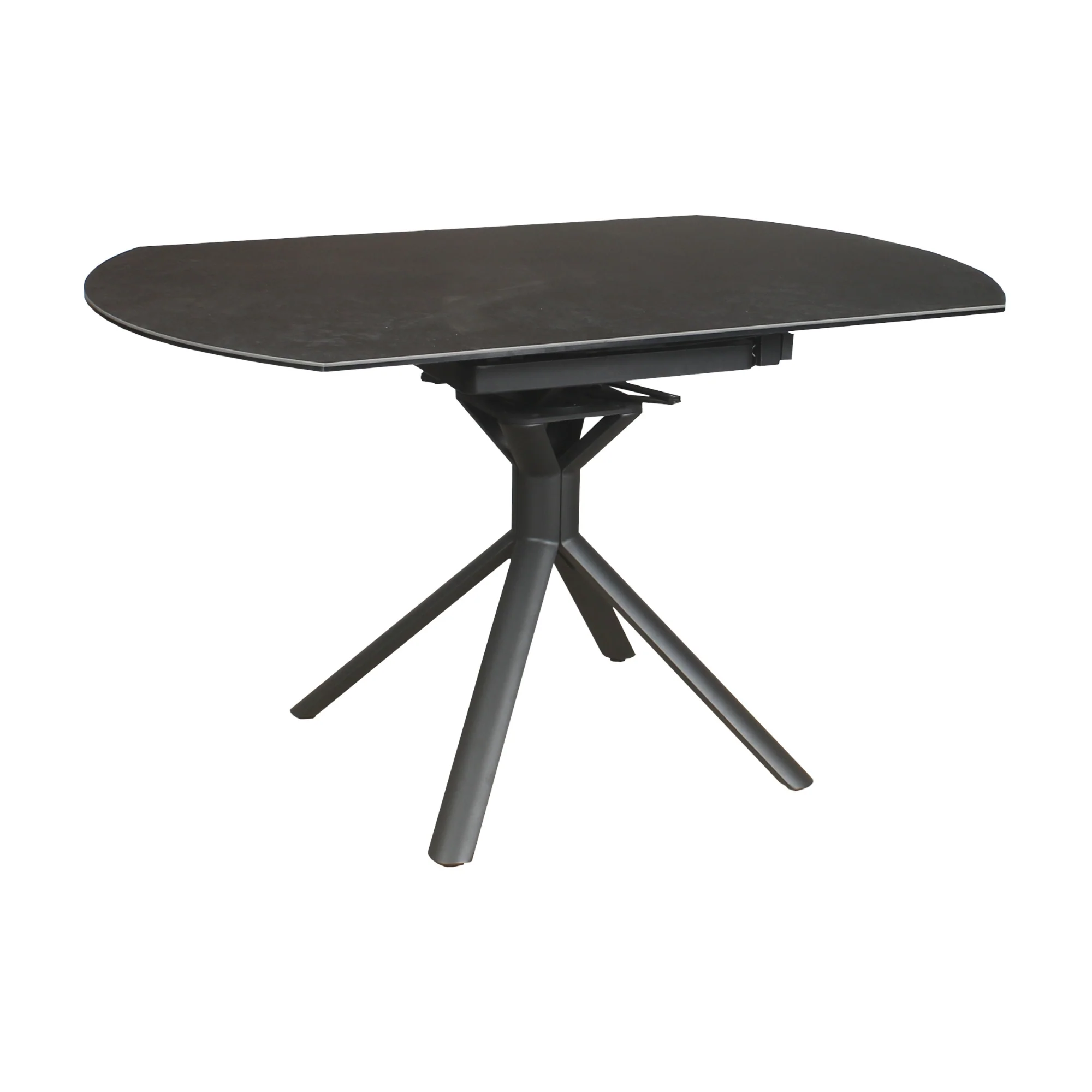 Colin 90-135cm Extendable Round Dining Table Ceramic Tempered Glass Top Dark Grey - Image 2