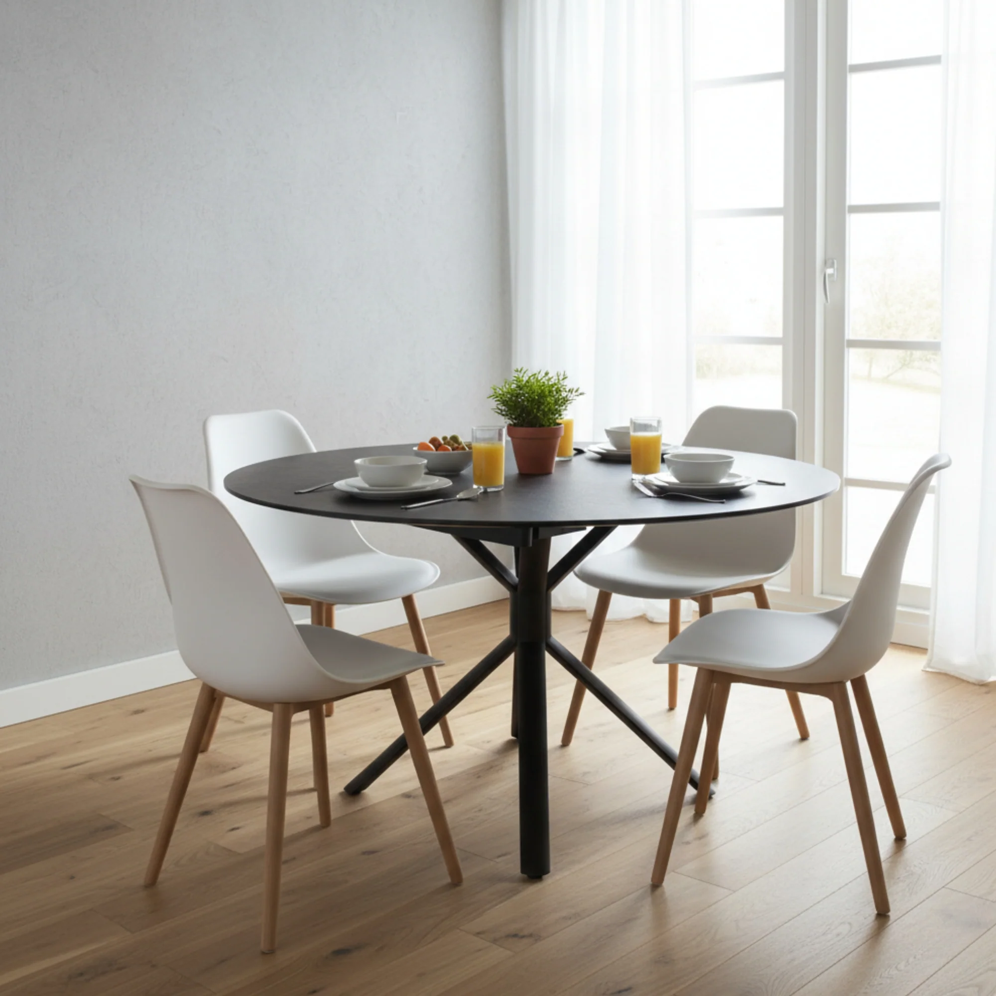 Colin 90-135cm Extendable Round Dining Table Ceramic Tempered Glass Top Dark Grey - Image 3