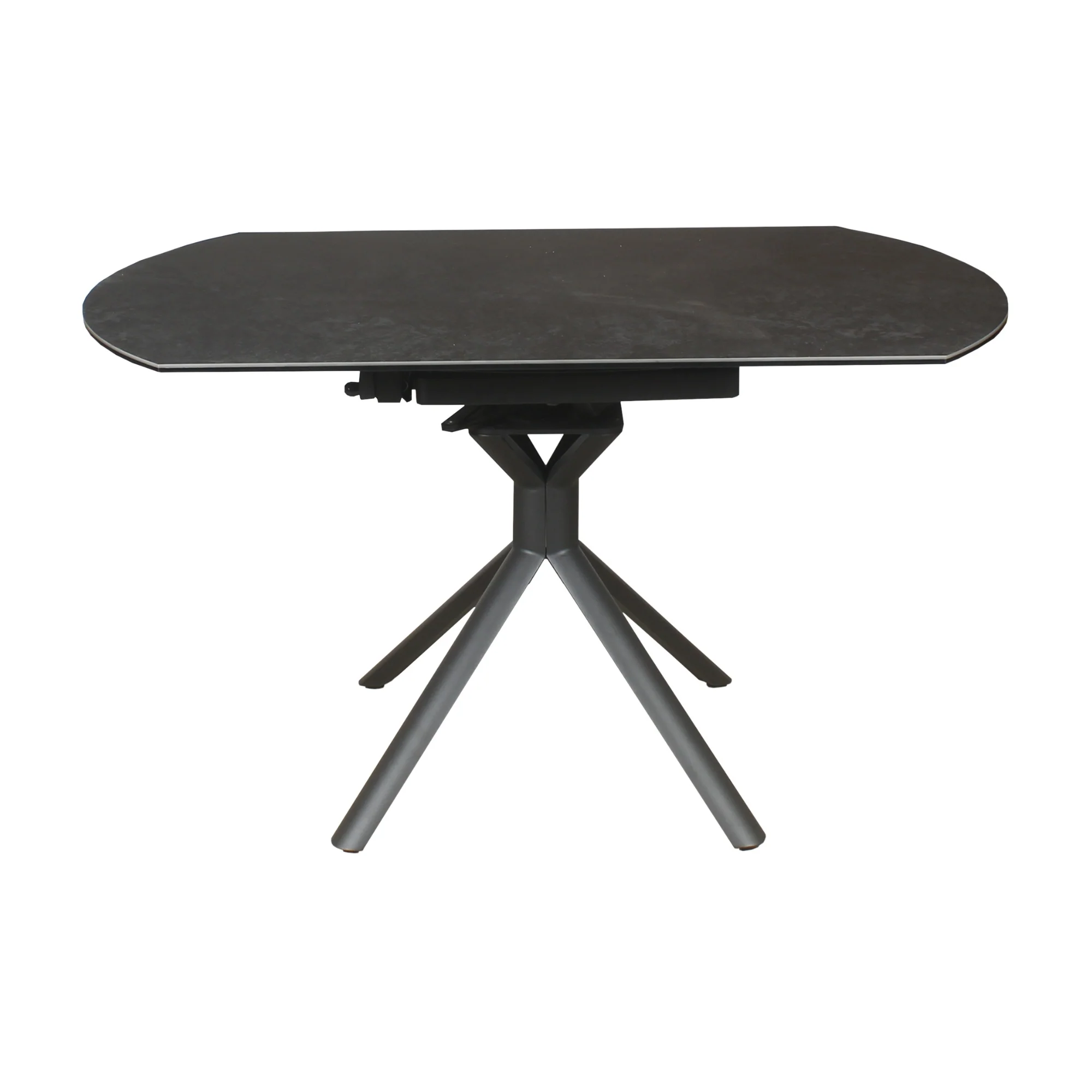 Colin 90-135cm Extendable Round Dining Table Ceramic Tempered Glass Top Dark Grey - Image 5