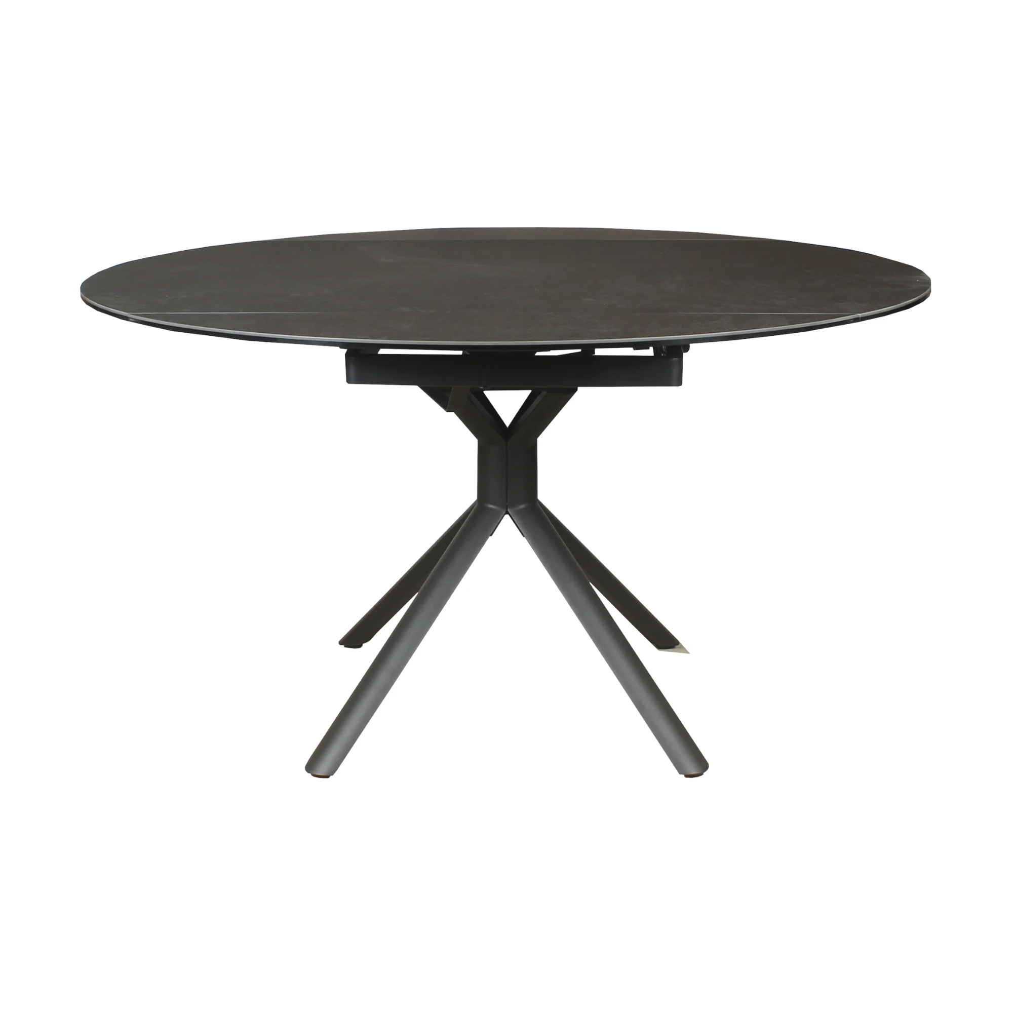 Colin 90-135cm Extendable Round Dining Table Ceramic Tempered Glass Top Dark Grey - Image 6