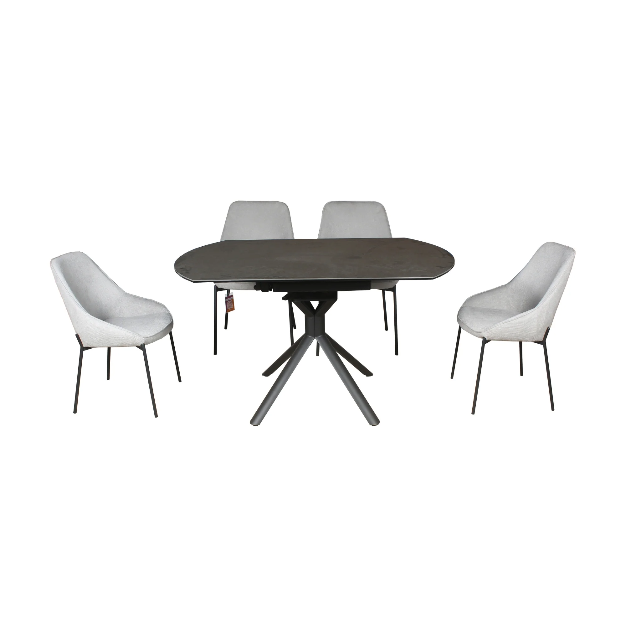 Colin 90-135cm Extendable Round Dining Table Ceramic Tempered Glass Top Dark Grey - Image 8