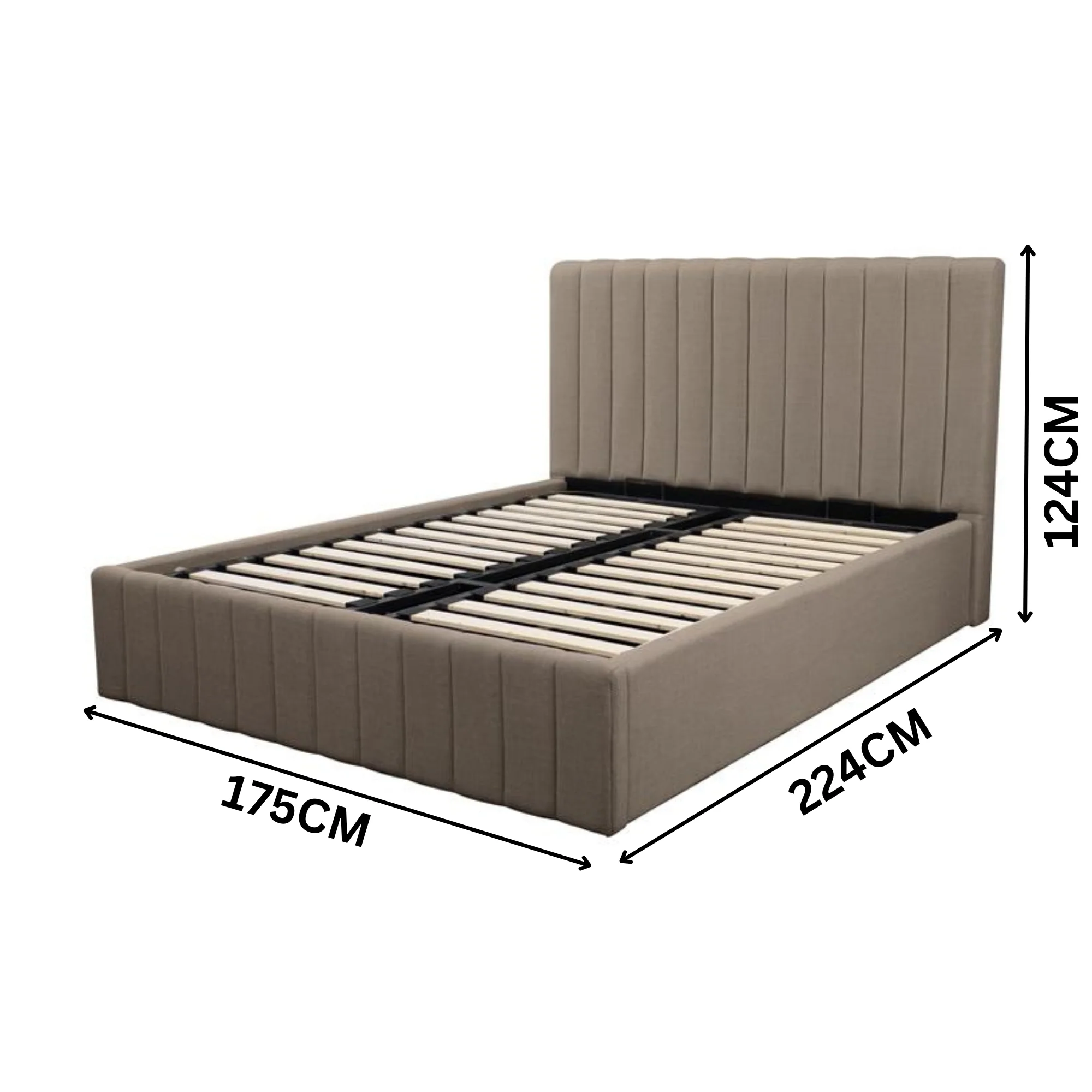 Collin Queen Bed Frame Gas Lift Storage Smoke Grey - Image 3