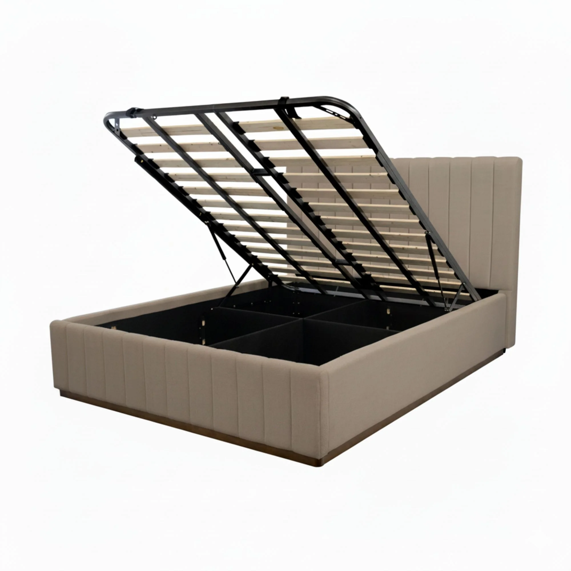 Collin Queen Bed Frame Gas Lift Storage Smoke Grey - Image 4