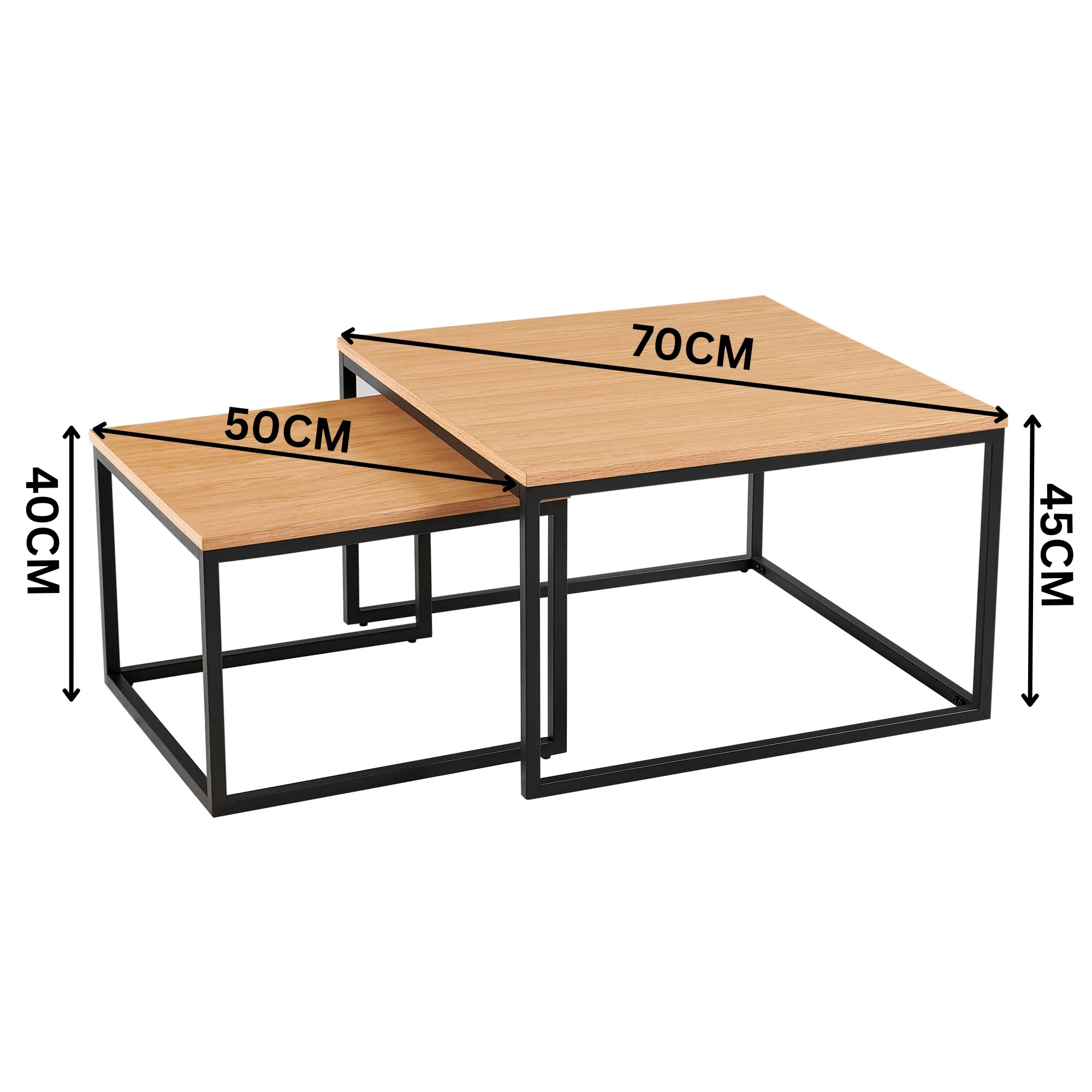 Cooper Set Of 2 Nesting Square Coffee Tables Oak - Image 3