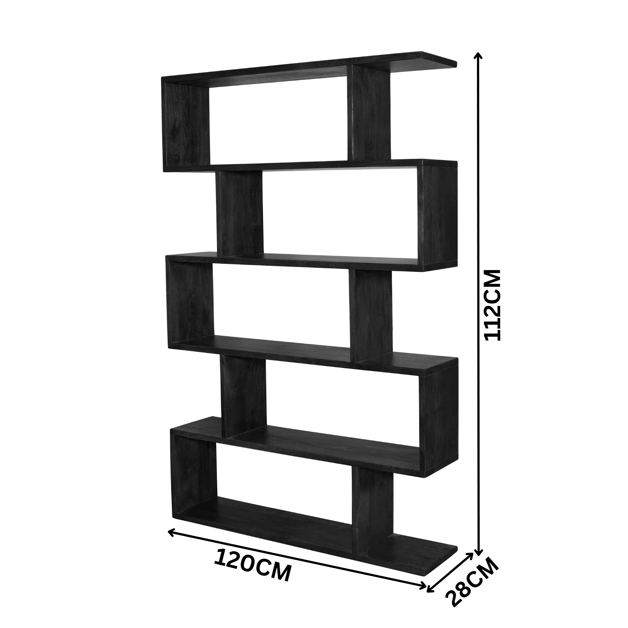 Corizon 120cm 5 Tier Bookshelf Storage Book Case Shelf Black - Image 3
