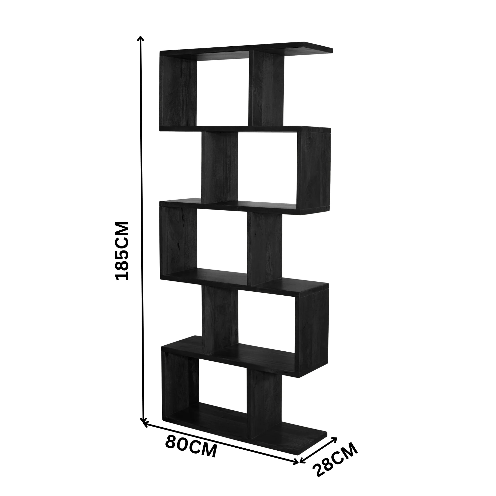 Corizon 80cm 5 Tier Bookshelf Storage Book Case Shelf Black - Image 3