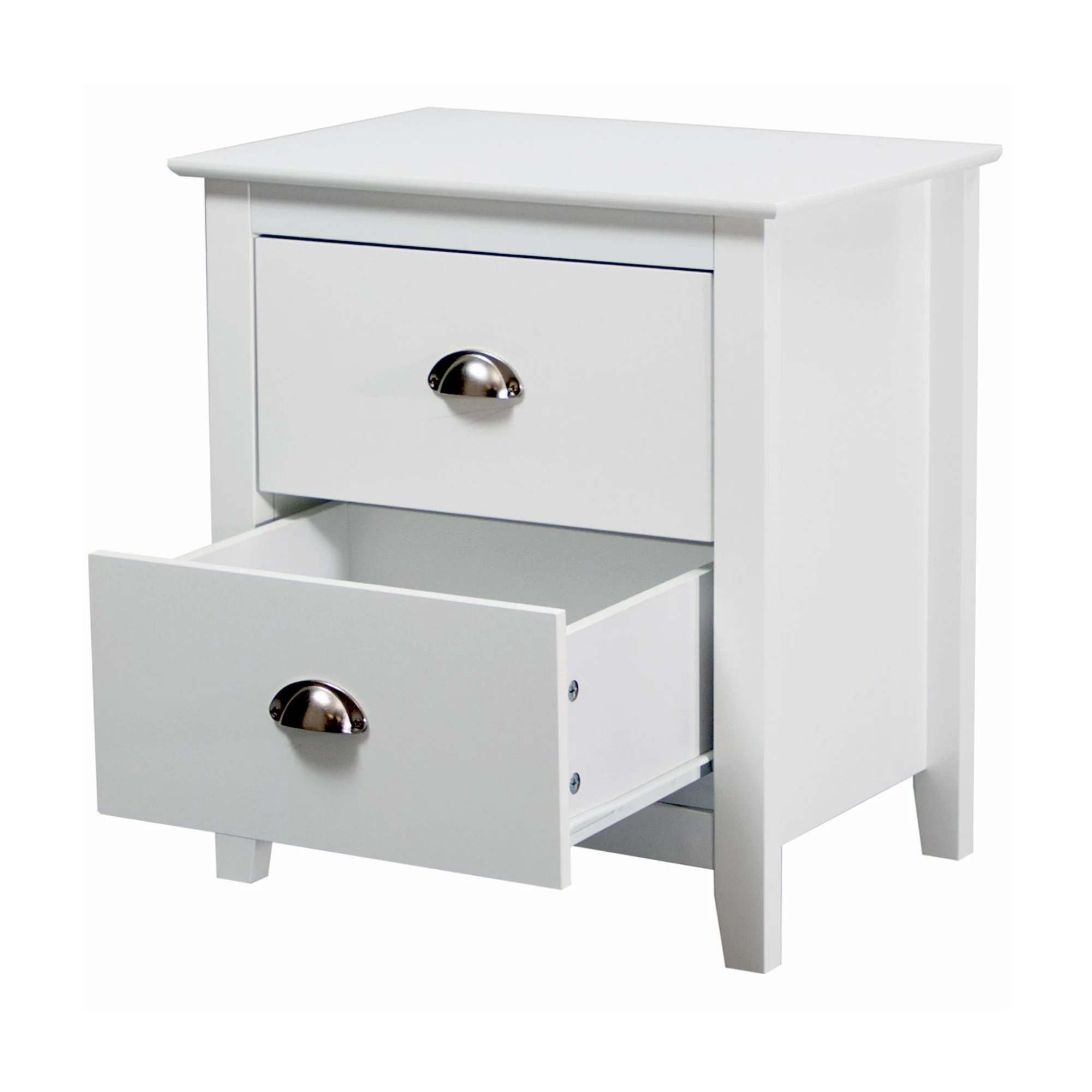 Costway 2 Drawers Bedside Table White - Image 4