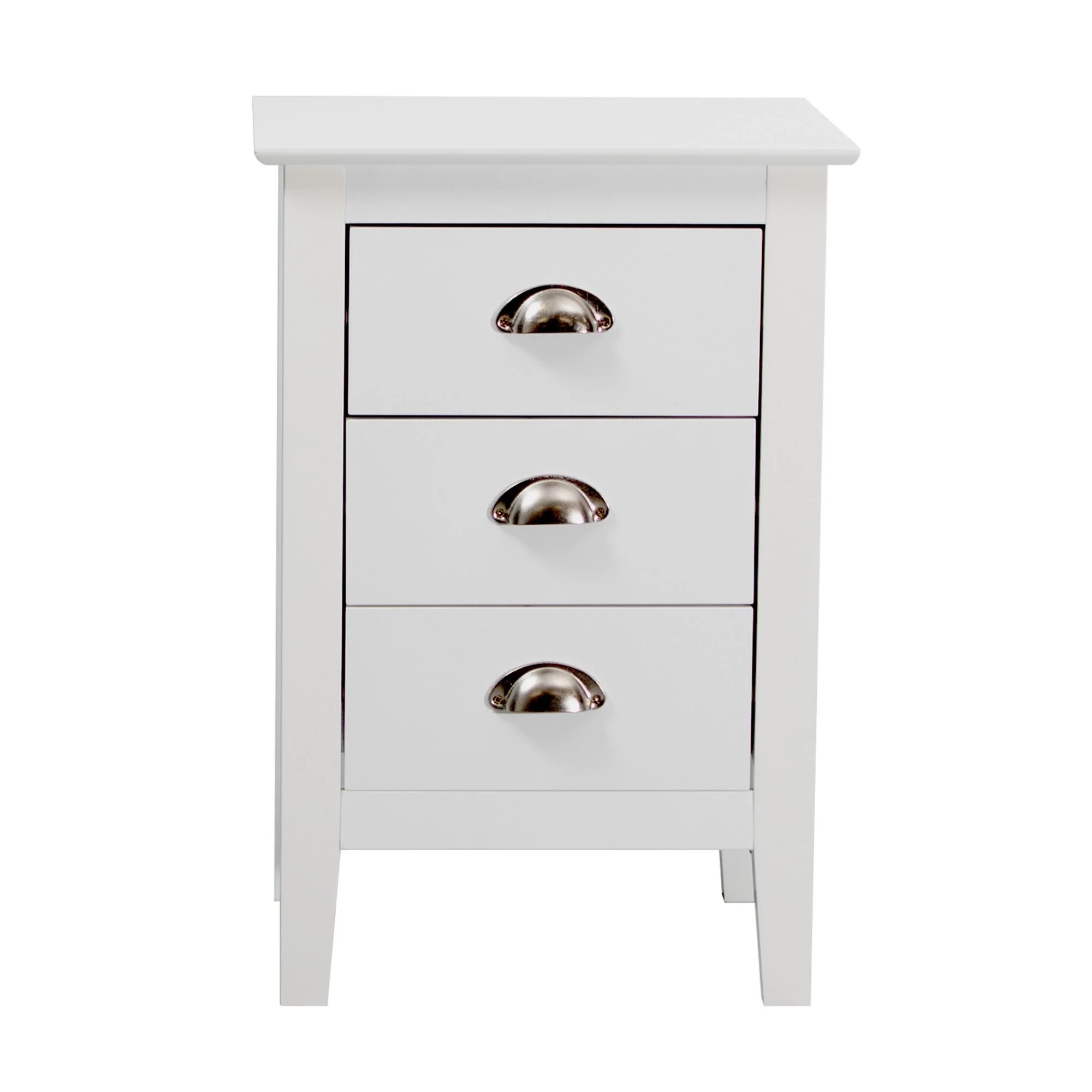 Costway 3 Drawers Bedside Table White - Image 3