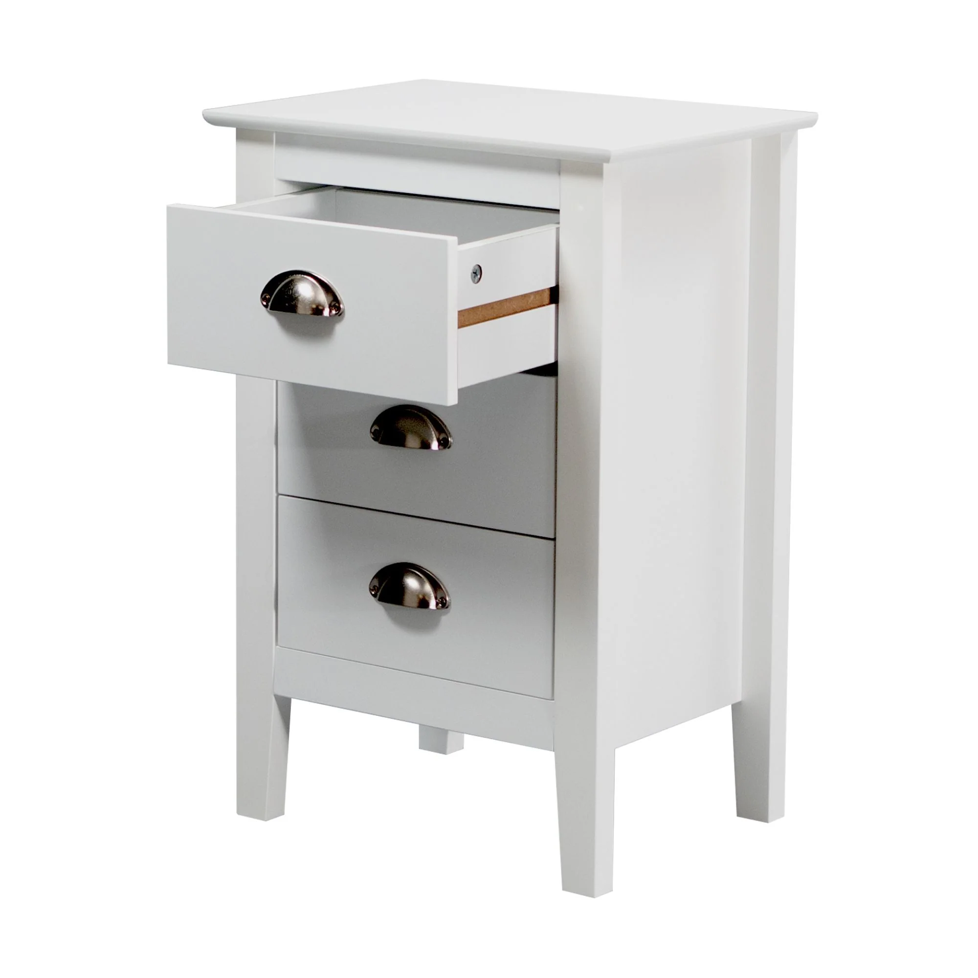 Costway 3 Drawers Bedside Table White - Image 5