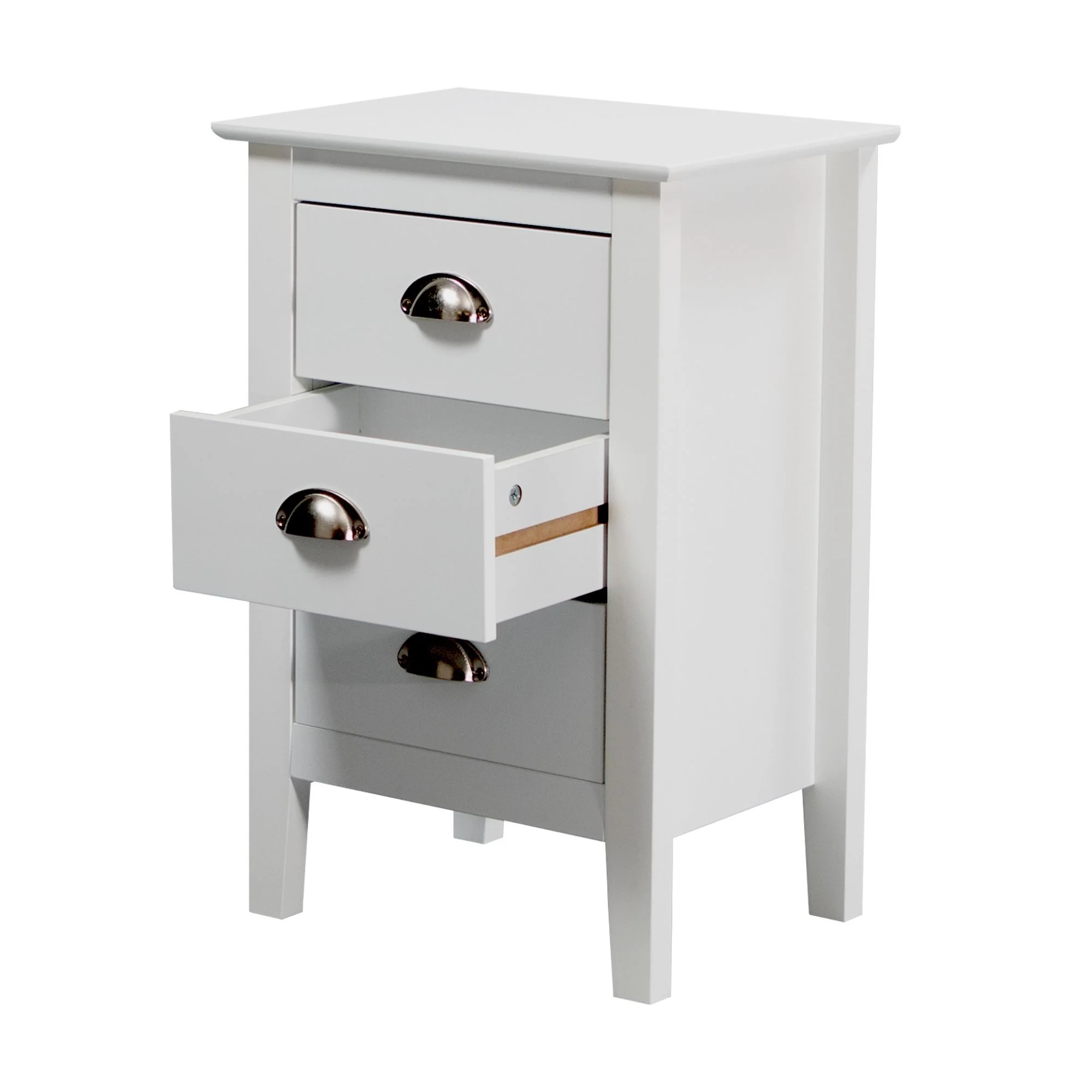 Costway 3 Drawers Bedside Table White - Image 6