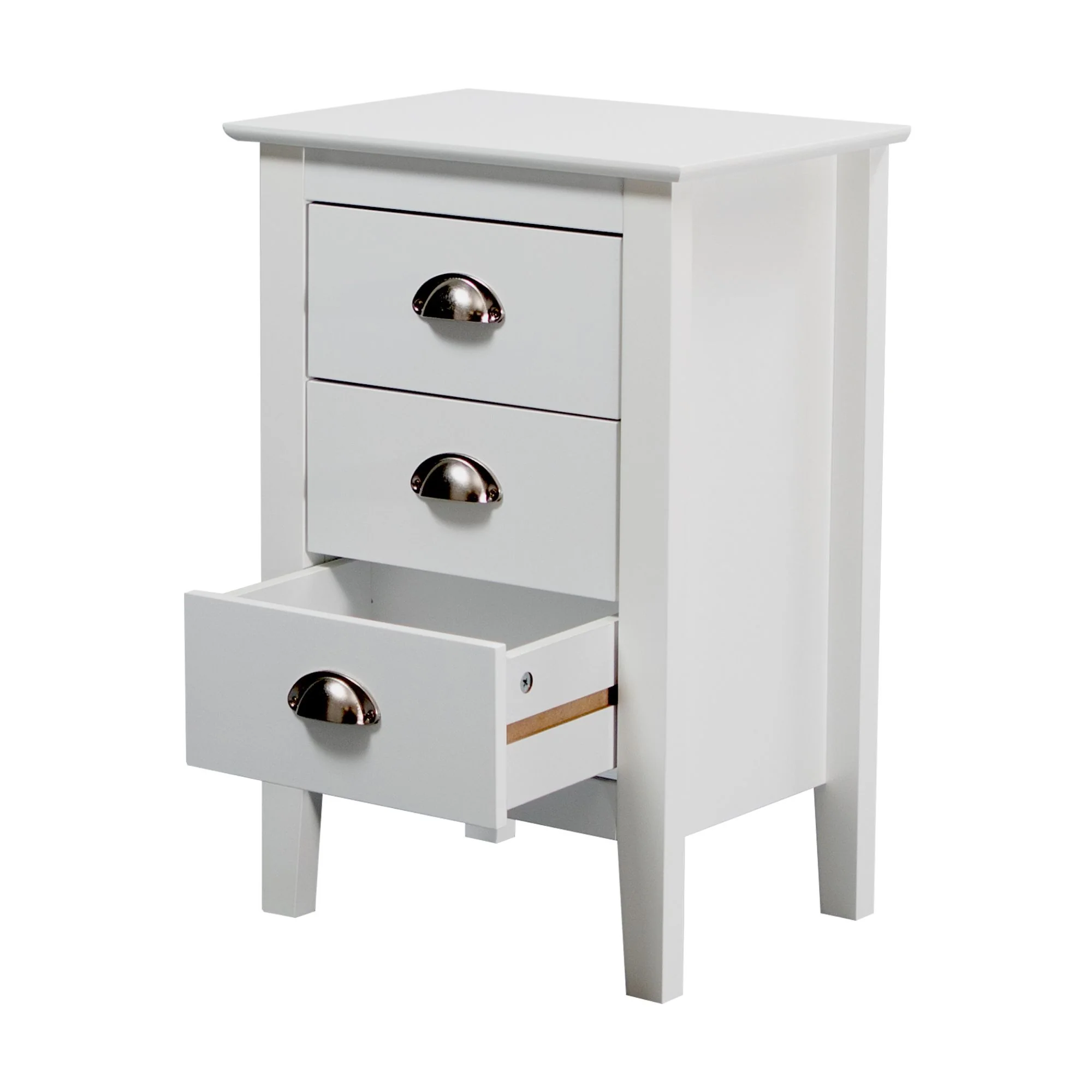 Costway 3 Drawers Bedside Table White - Image 7
