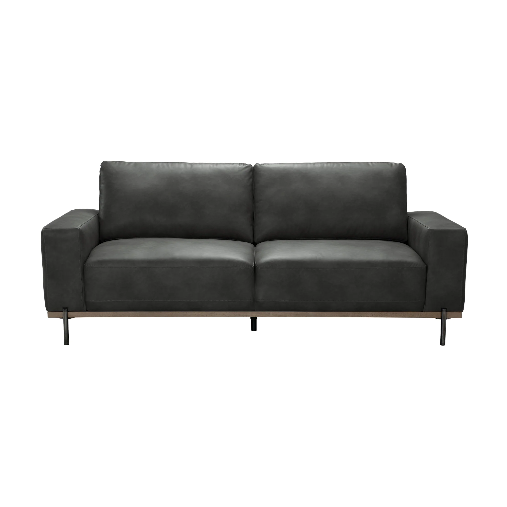 Dallas 3 Seater PU Leather Sofa Lounge Black - Image 2