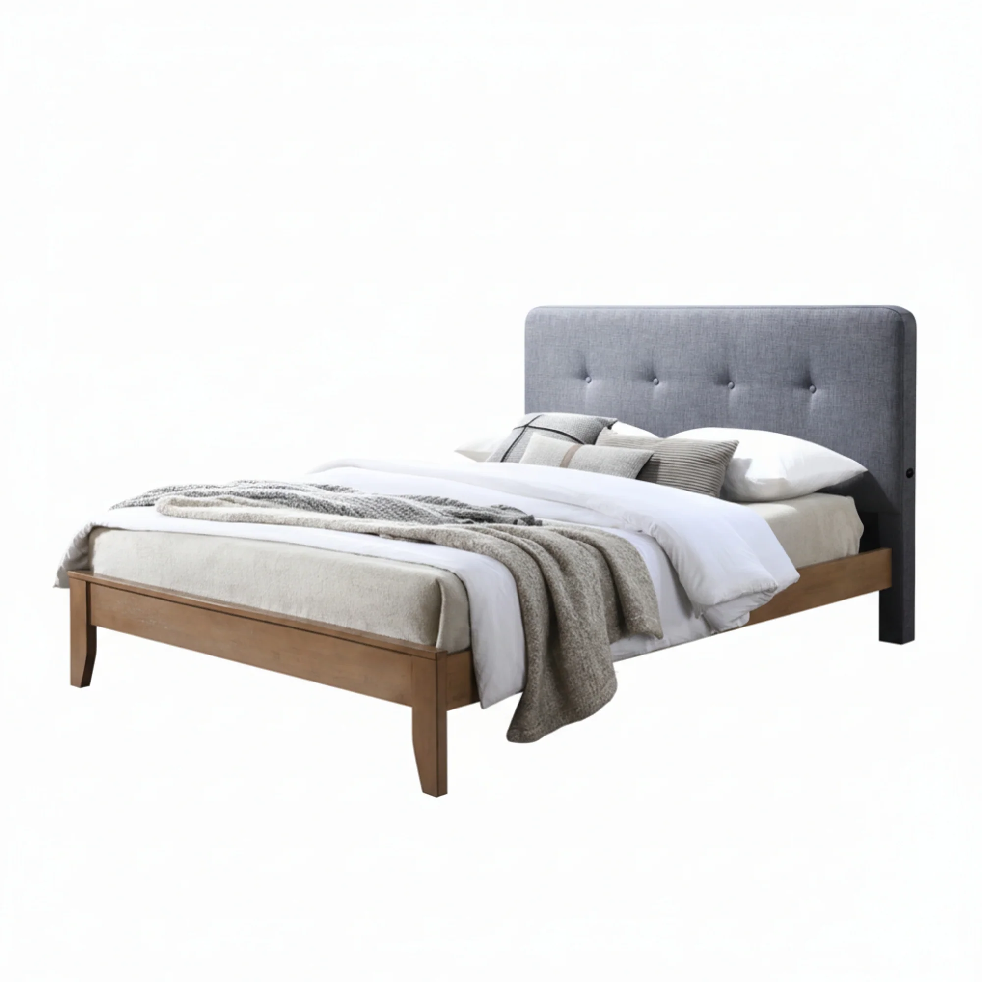 Dallas Double Bed Frame with USB Port Headboard Dark Grey - Image 4