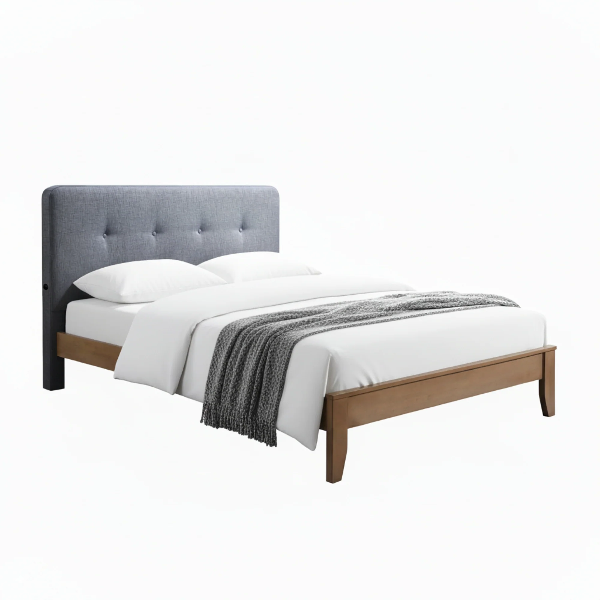 Dallas King Bed Frame with USB Port Headboard Dark Grey - Image 2