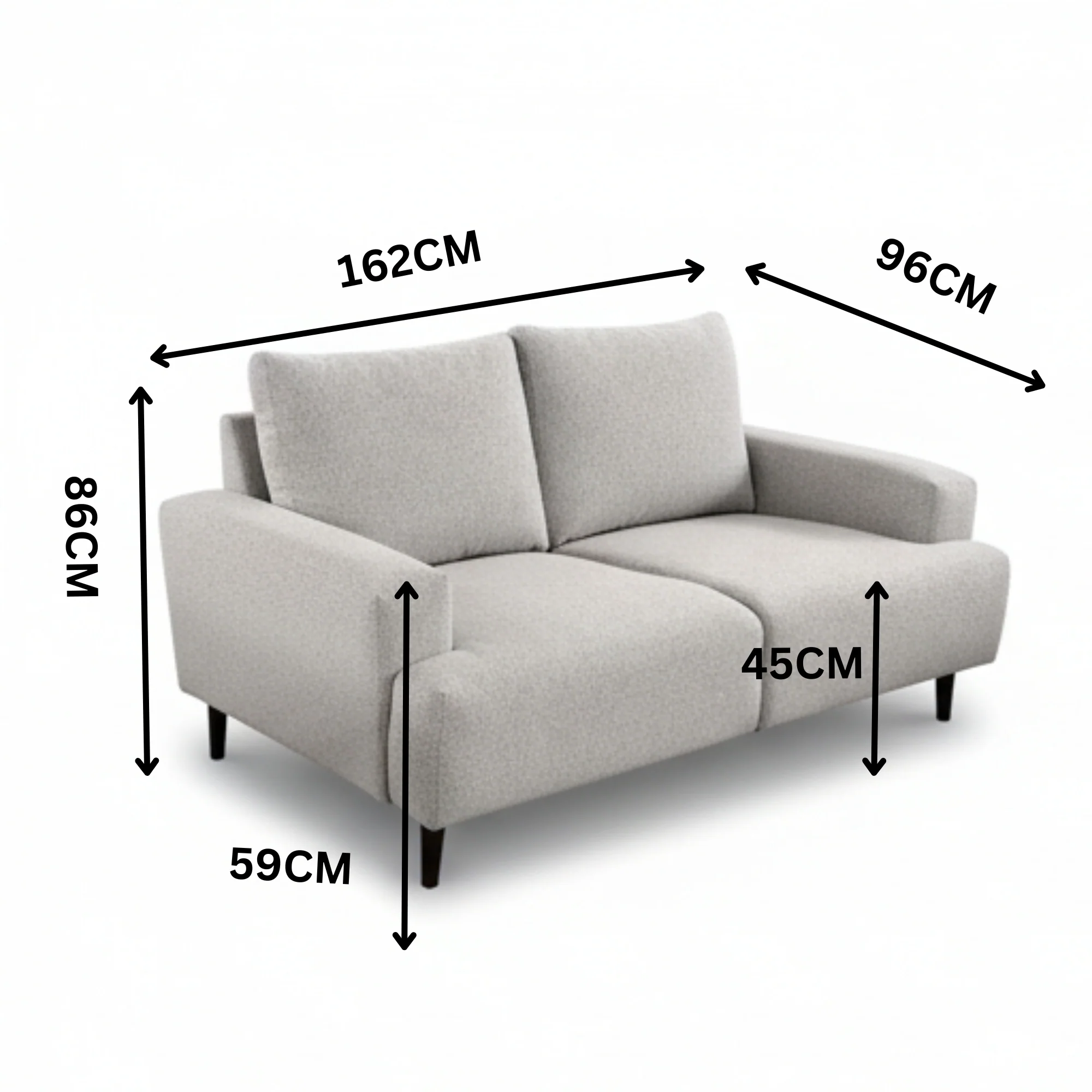 Dane Tribute 2 Seater Fabric Sofa Silver Grey - Image 3