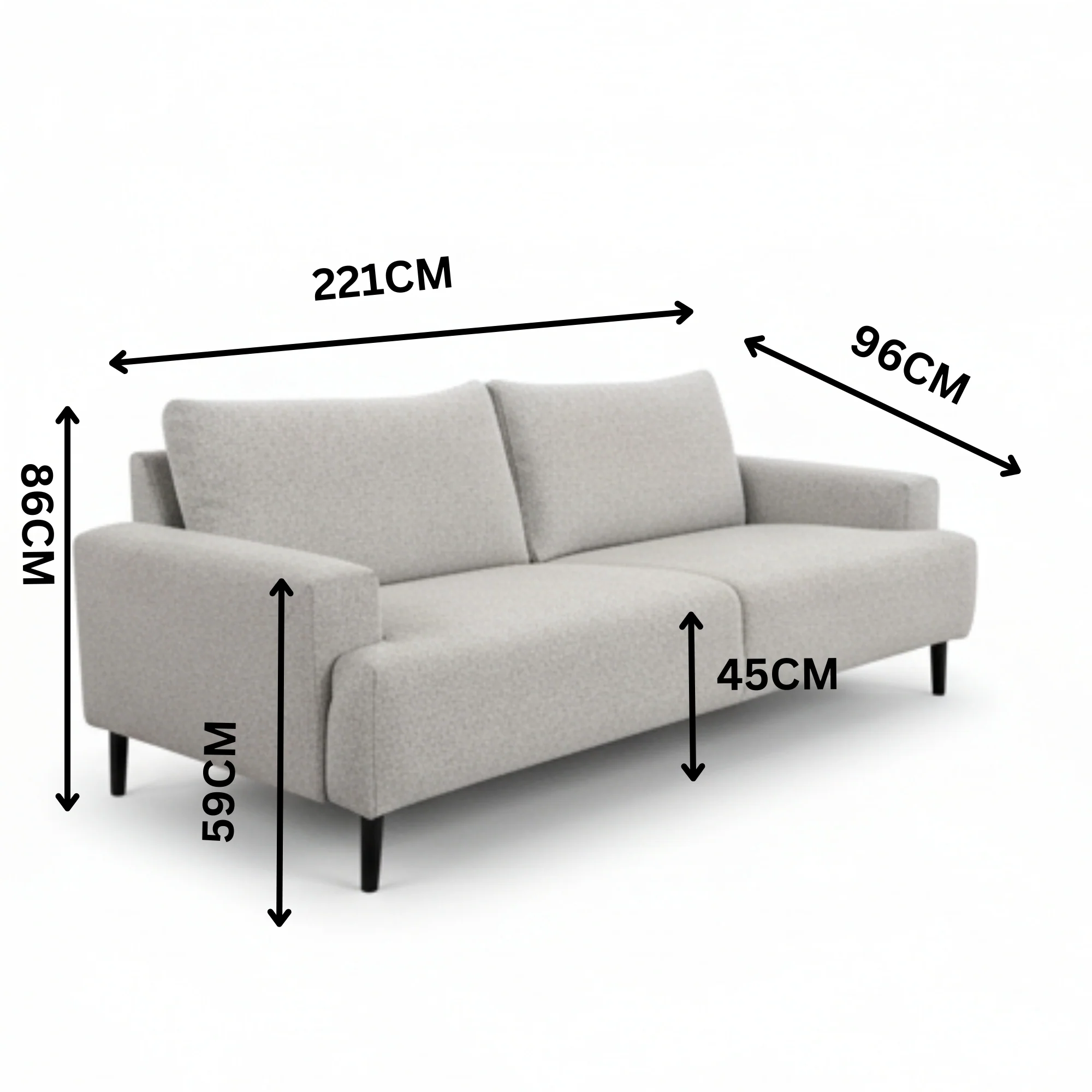 Dane Tribute 3 Seater Fabric Sofa Silver Grey - Image 3