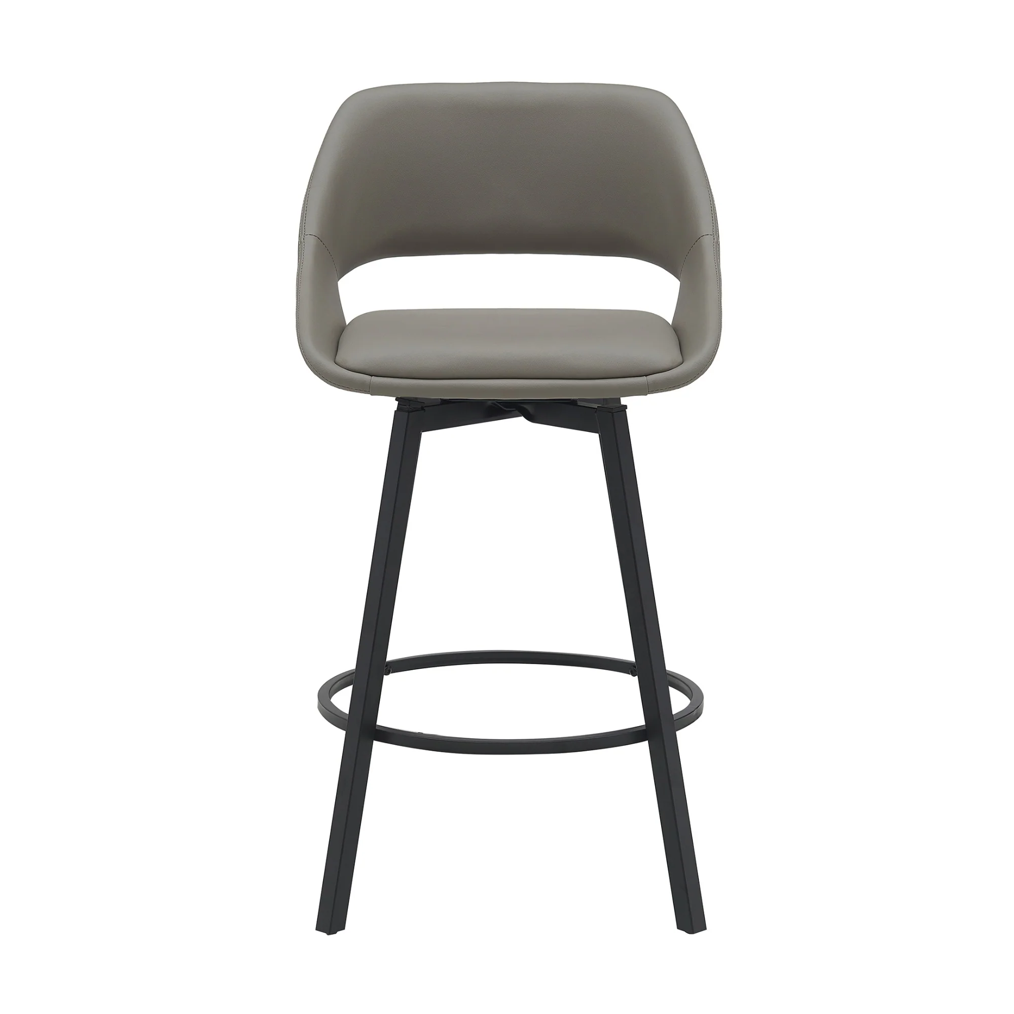 Danube Bar Stool Dining Chair PU Leather Light Grey - Image 3