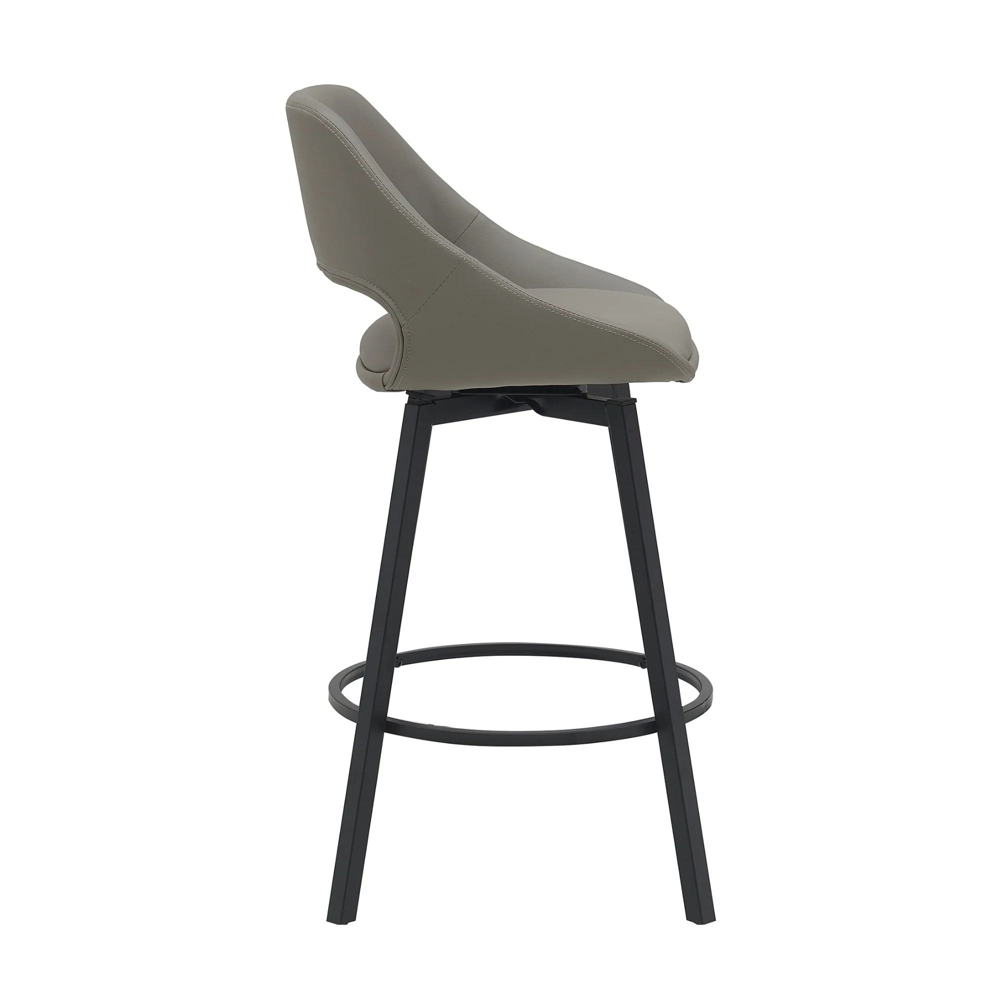 Danube Bar Stool Dining Chair PU Leather Light Grey - Image 5