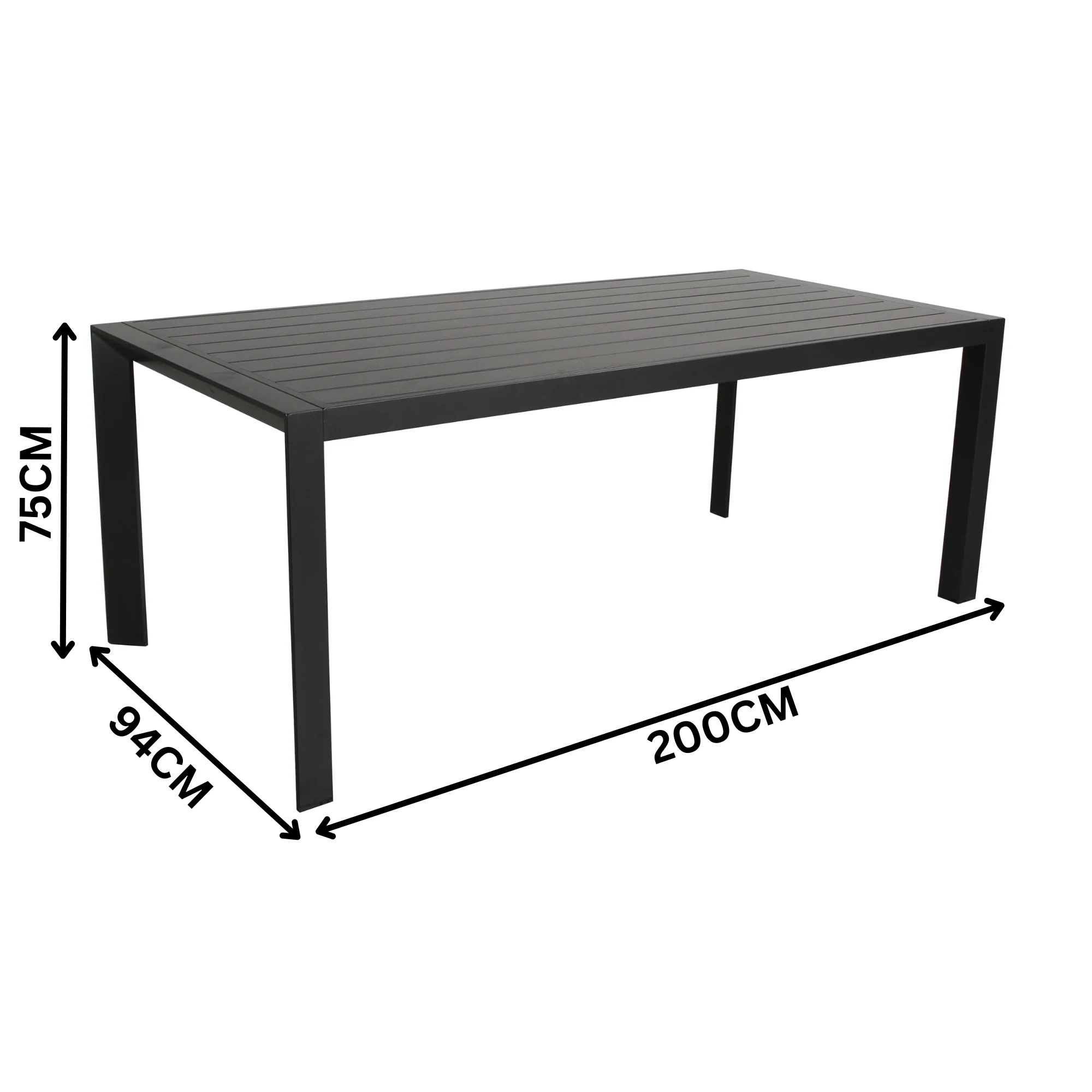Danum 9pc Set Outdoor Dining Set 200cm Aluminium Table 8 Chair Charcoal Grey - Image 2